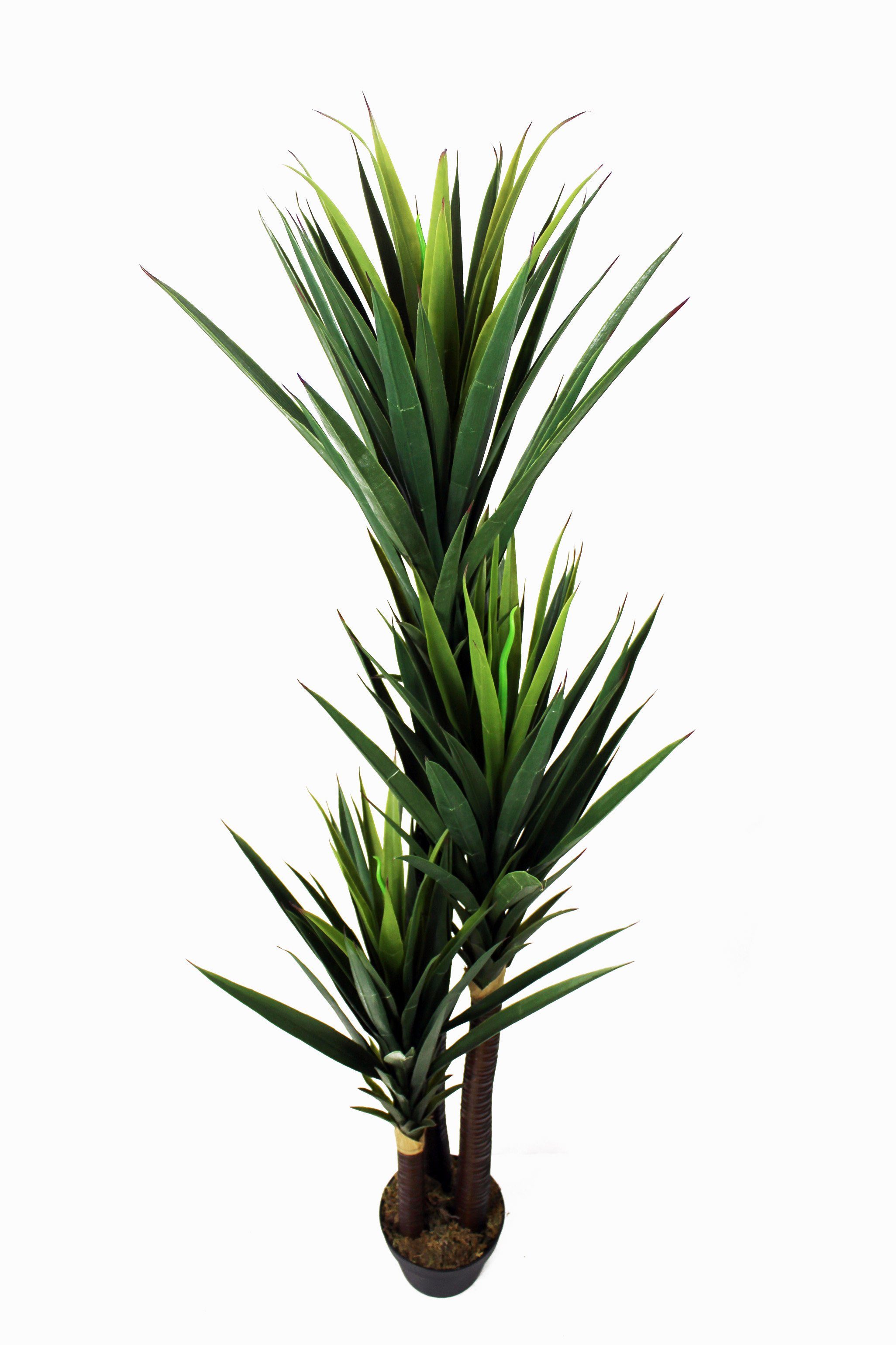 Kunstpalme künstliche Yucca Pflanze Topf cm, künstliche im 150 beschwerten Yucca, Kunstpflanze Topf Palme mit Höhe Arnusa