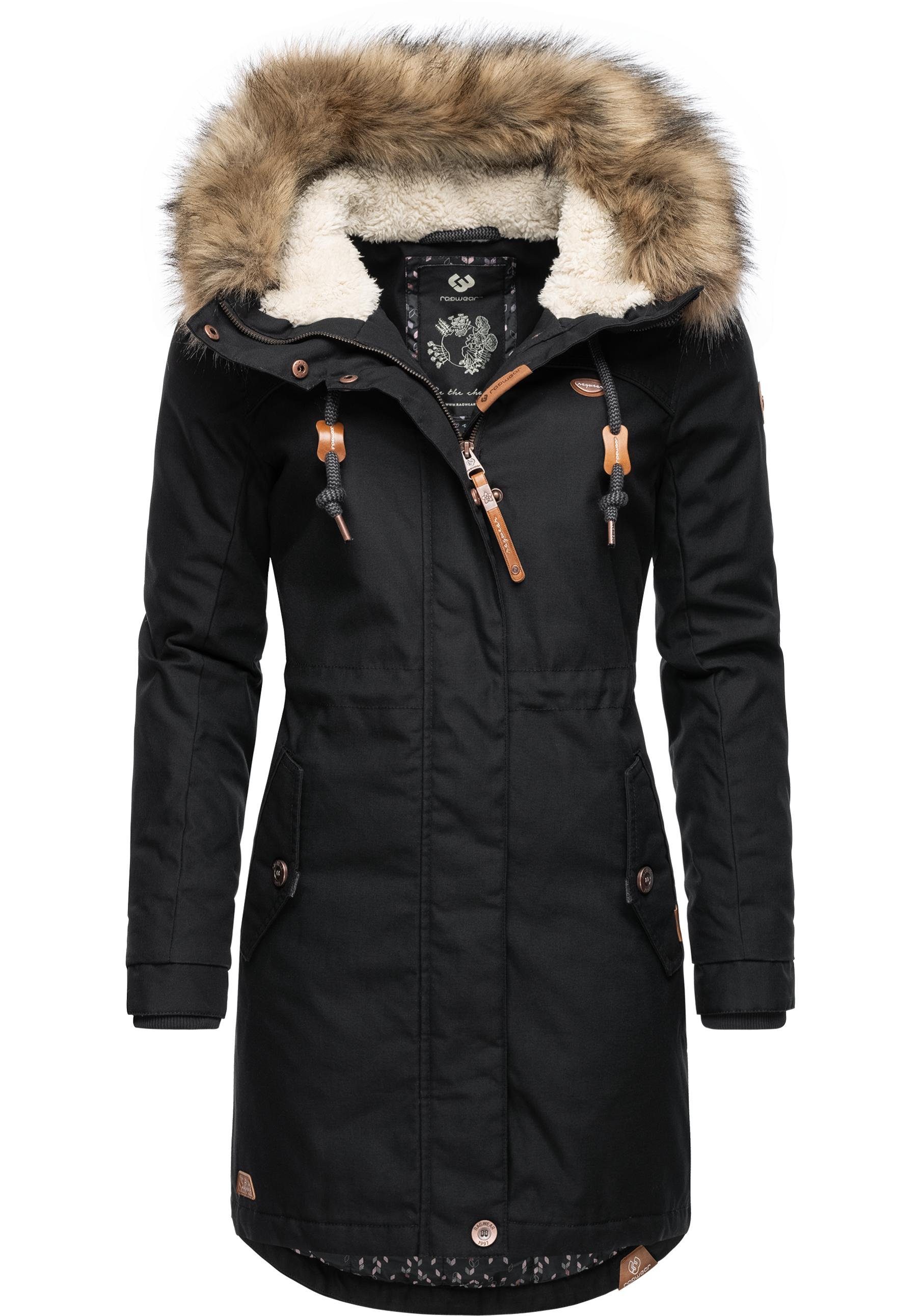 Tawny Kapuze stylischer großer Ragwear Kunstfellkragen und ash Winterjacke Winterparka mit