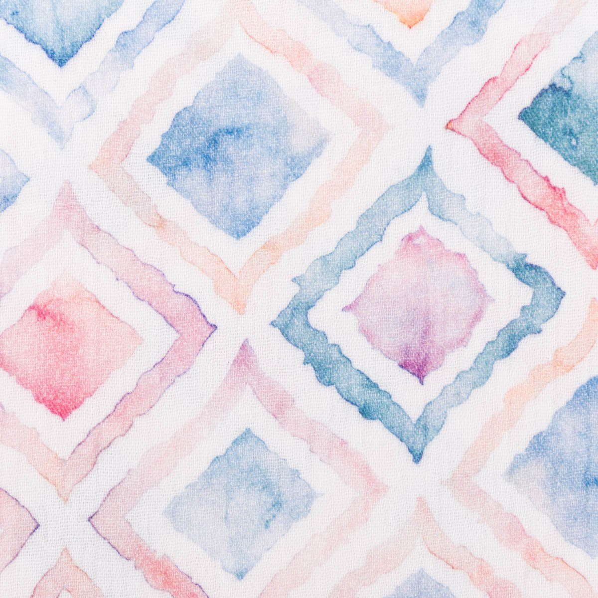 SCHÖNER LEBEN. Stoff Musselin Meterware Digitaldruck Watercolor blau 135cm, nachhaltig,atmungsaktiv,pflegeleicht,Digitaldruck