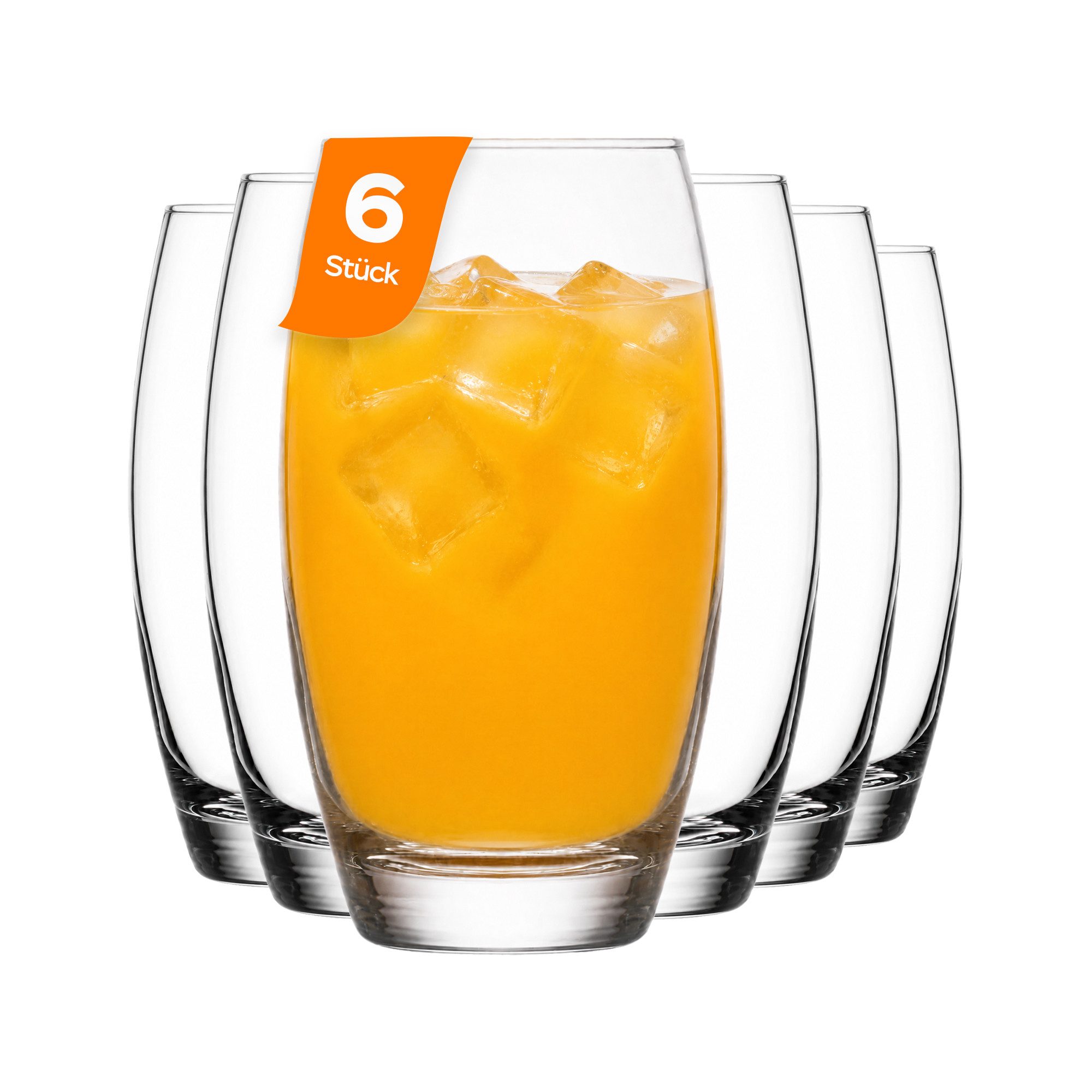 LAV Gläser-Set Empire Longdrinkglas, 6-tlg., Glas, 6er Set, 510ml, ideal für Longdrinks, Wasser, Cocktails
