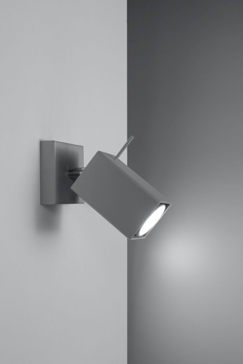 Leuchtmittel, eckig ohne Metall FALERIA, Wandspot Wohnzimmer Licht-Erlebnisse Grau GU10 verstellbar Wandstrahler Flur