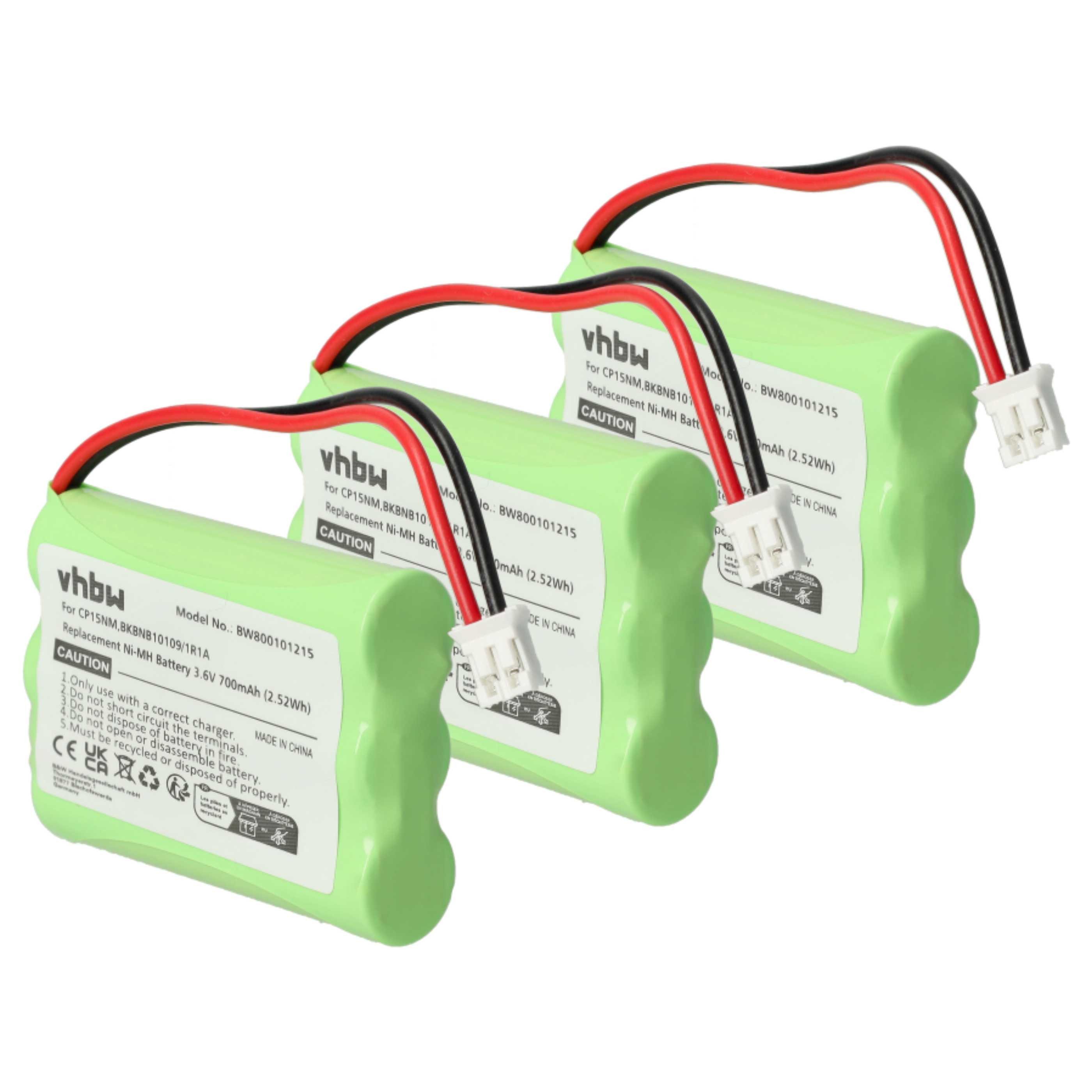 vhbw Akku Ersatz für 525734-001, TFL3X44AAA650-CD77-01B für Festnetz & DECT Akku Akku NiMH 700 mAh (3,6 V, 3 St), Leistungsfähige Austausch-Akkus für Telefon, Festnetz oder schnurloses