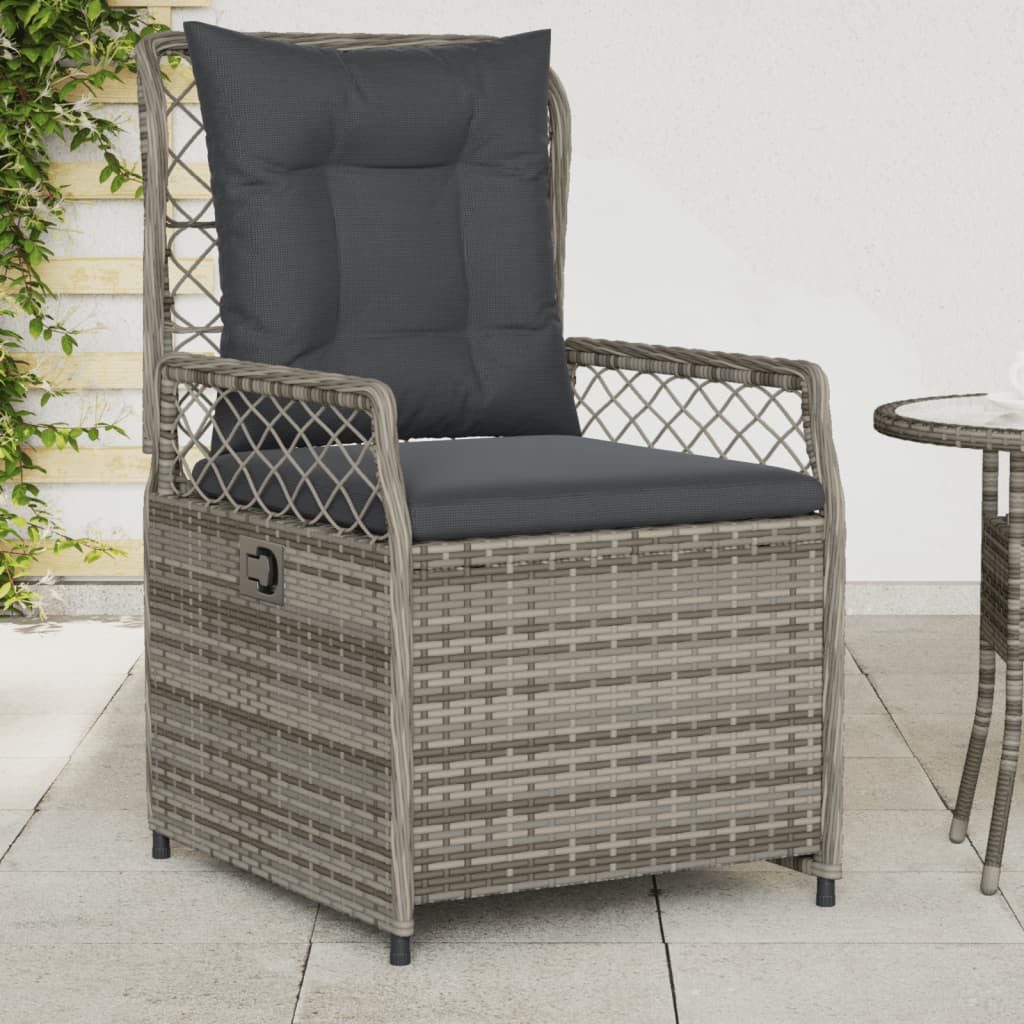vidaXL Gartensessel, Gartensessel 2 Stk. Verstellbar Grau Poly Rattan
