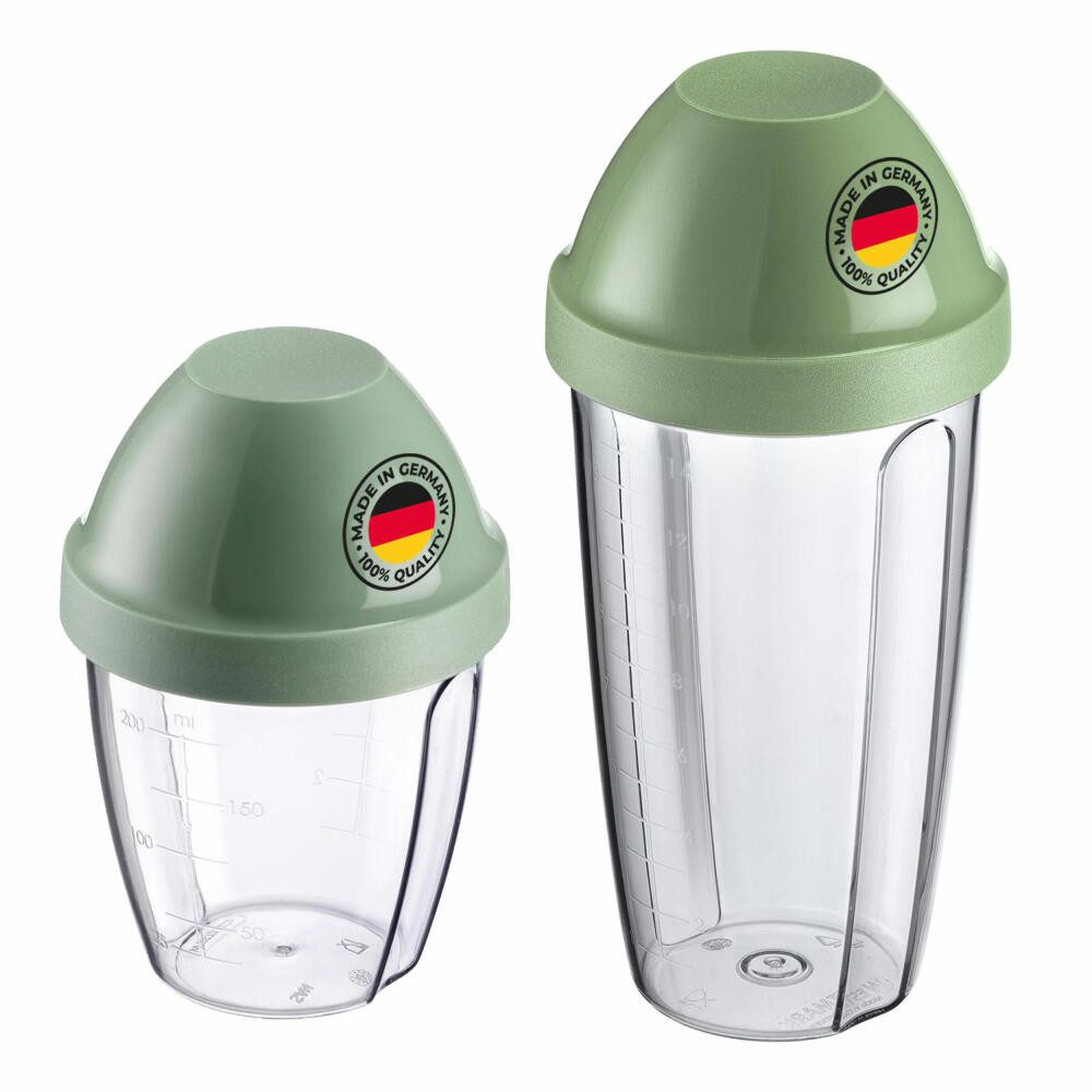 WESTMARK Dressing Shaker 2 Stk, mit herausnehmbarer Mixscheibe, je 0,5 l & 0,25 l, Mint-Grün, PP, PE, SAN, Made in Germany, spülmaschinengeeignet, BPA-frei