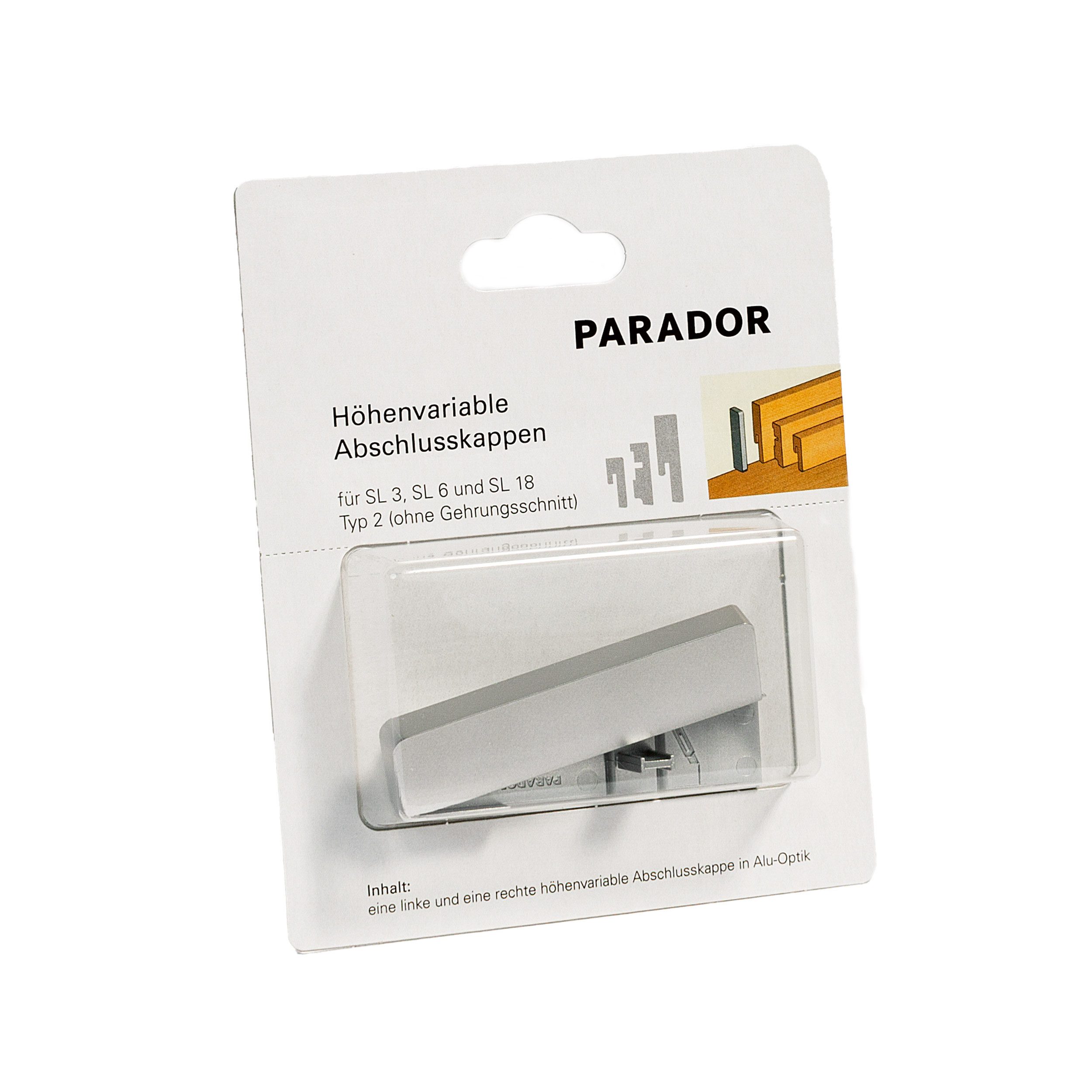 PARADOR Плинтусы-Endkappe variabel Typ 2 für Плинтусы SL 3, SL 5, SL 5 WF und SL 18, L: 2 cm, H: 14 cm, Für einen optimalen und sauberen Abschluss, 1-St., Kein Gehrungsschnitt erforderlich, Auf den universellen Einsatz SL 3, SL 5,SL 5 WF und SL 18 abgestimmt