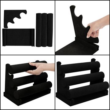 Kurtzy Schmuckständer Schmuck Organizer - 3-stufig, Schwarz - 30 x 17 x 23cm, Schmuck Aufbewahrungssystem - 3 Ebenen, Schwarz - 30 x 17 x 23cm