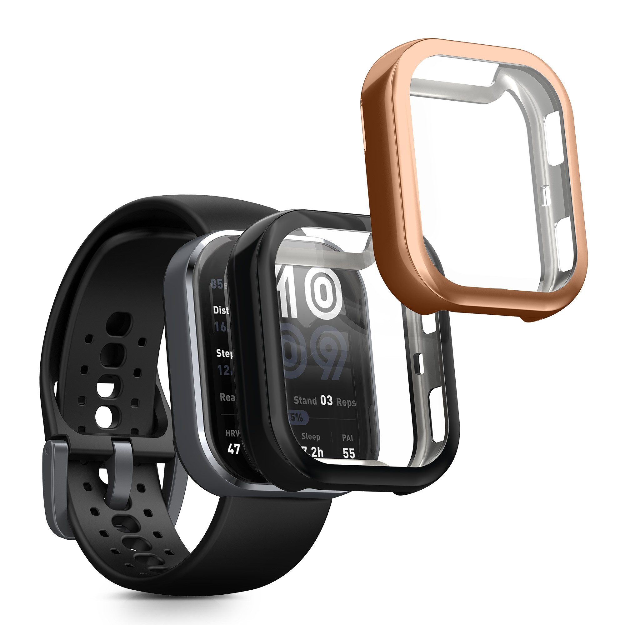kwmobile Smartwatch-Armband 2x Silikon Hülle für Amazfit Bip 6, Schutzhülle Fullbody Display Cover Set aus Silikon