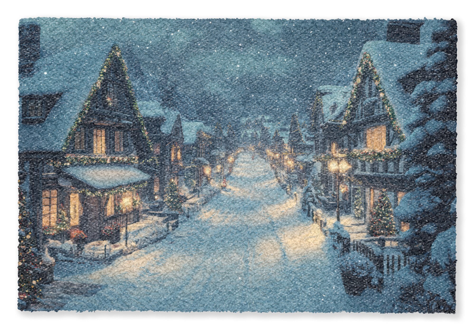 MuchoWow Fußmatte Weihnachtsdorf – Weihnachten – Schnee – Winter, Rechteckig, innen Schmutzfangmatte, Tür, Schmutzfänger Flur, Teppich 60×40 cm