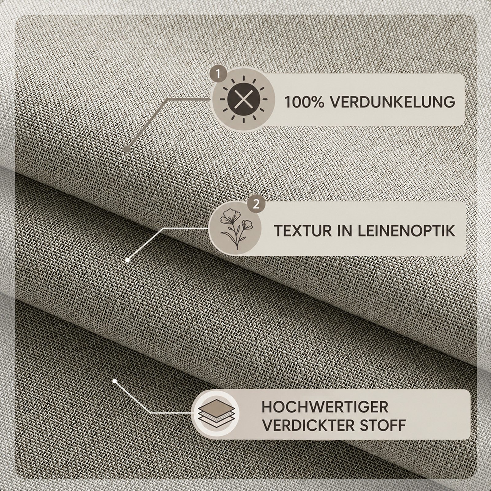 LMaxhome Gardine Verdunkelungsvorhang mit Schiene, 100 % Blickdicht mit Thermoschutz, Extra breiter Raumteiler-Vorhang für Büro, Wohn- und Schlafzimmer
