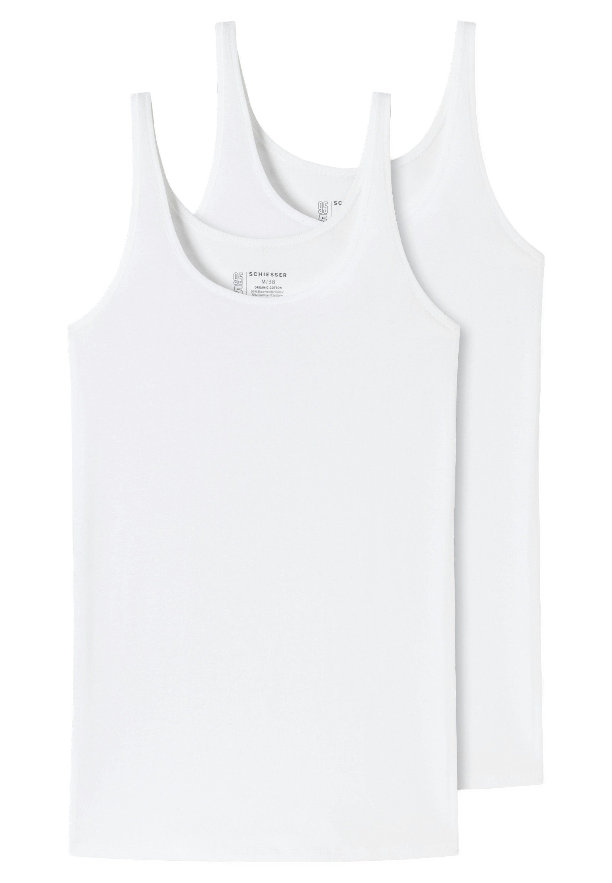 - - / Cotton Baumwolle Unterhemd 2-St) Organic Weiß Schiesser 95/5 2er Pack Unterhemd Top (Spar-Set,