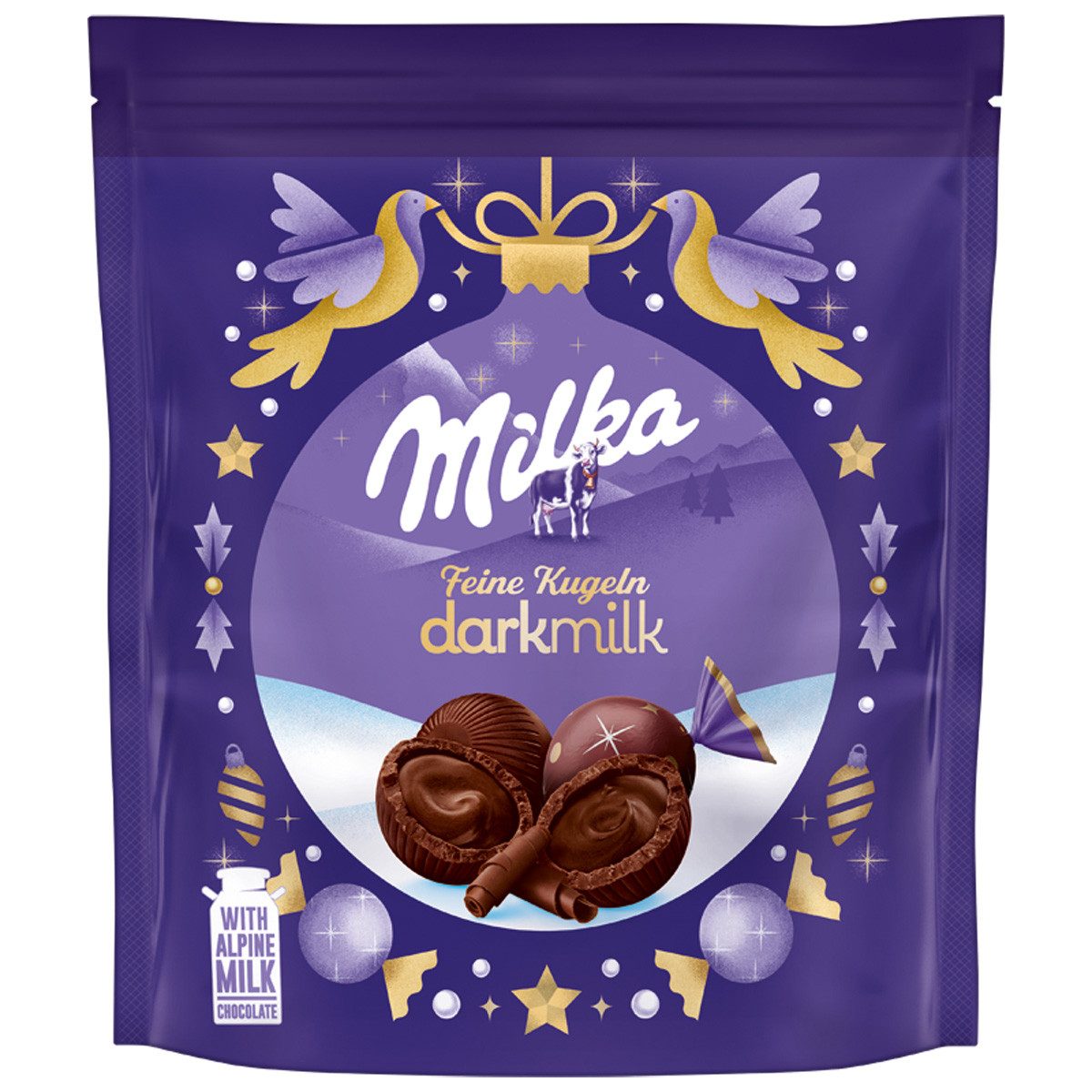 MILKA Schokolade, Milka Feine Kugeln Dark Milk aus dunkler Alpenmilchschokolade 90g