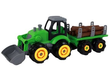 LEAN Toys Spielzeug-Traktor Traktor Spielzeug Landwirtschaftsfahrzeug Bagger Anhänger Baum