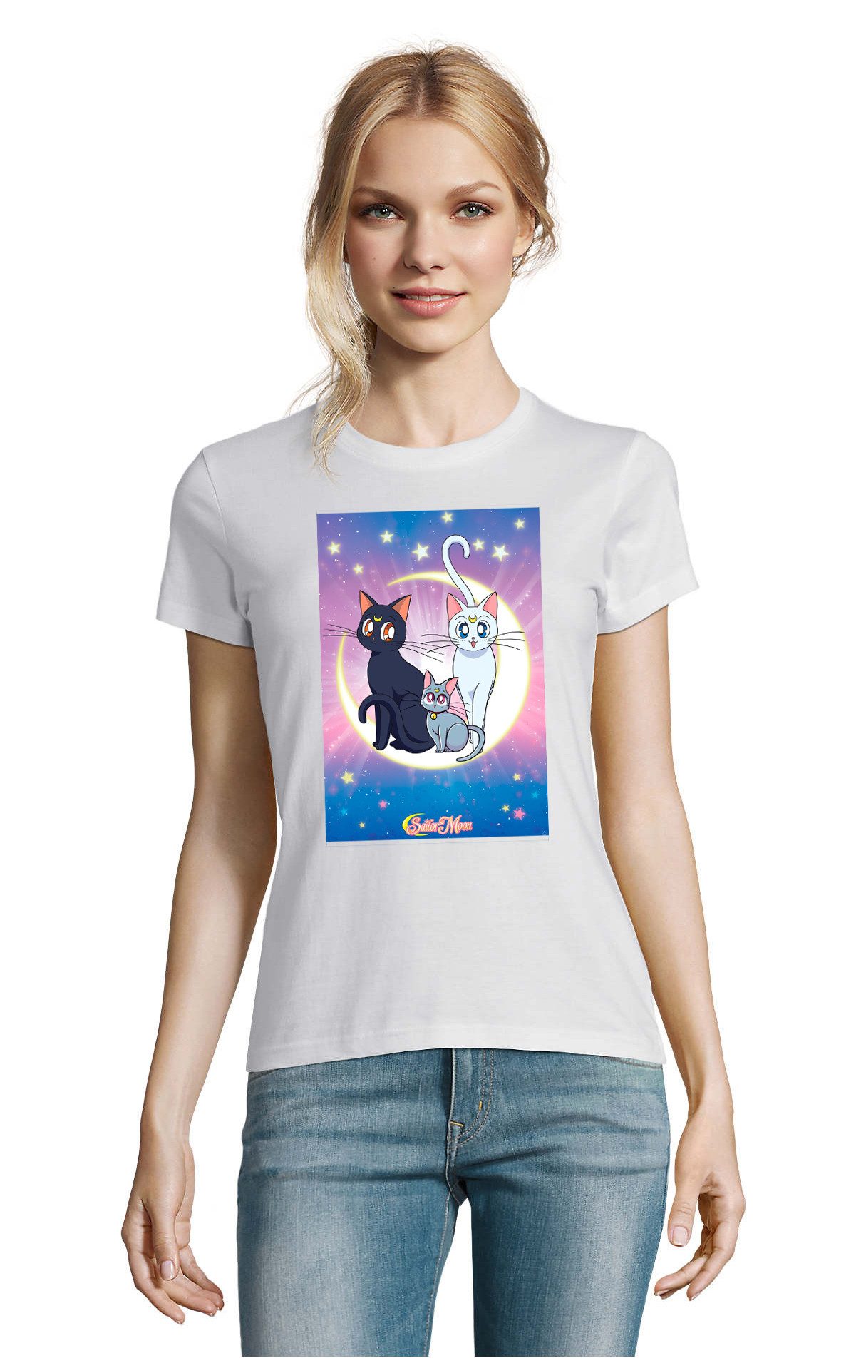 Blondie & Brownie T-Shirt Sailor Moon Cats Luna Anime Manga Friends Damen Fun Shirt besondere Merkmale