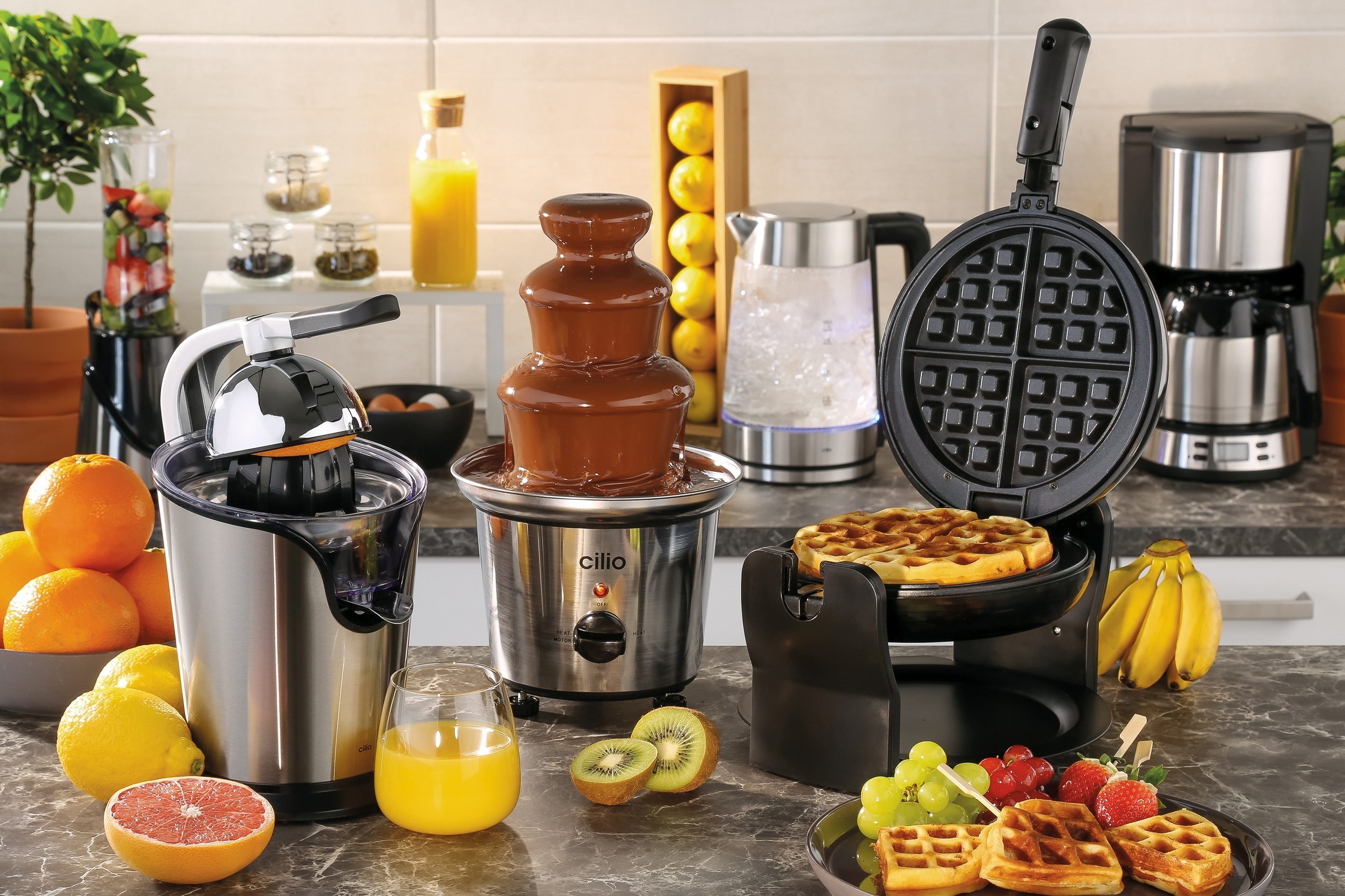 Cilio Waffeleisen Waffeleisen Waffelautomat Belgische Waffeln cilio drehbar schwarz