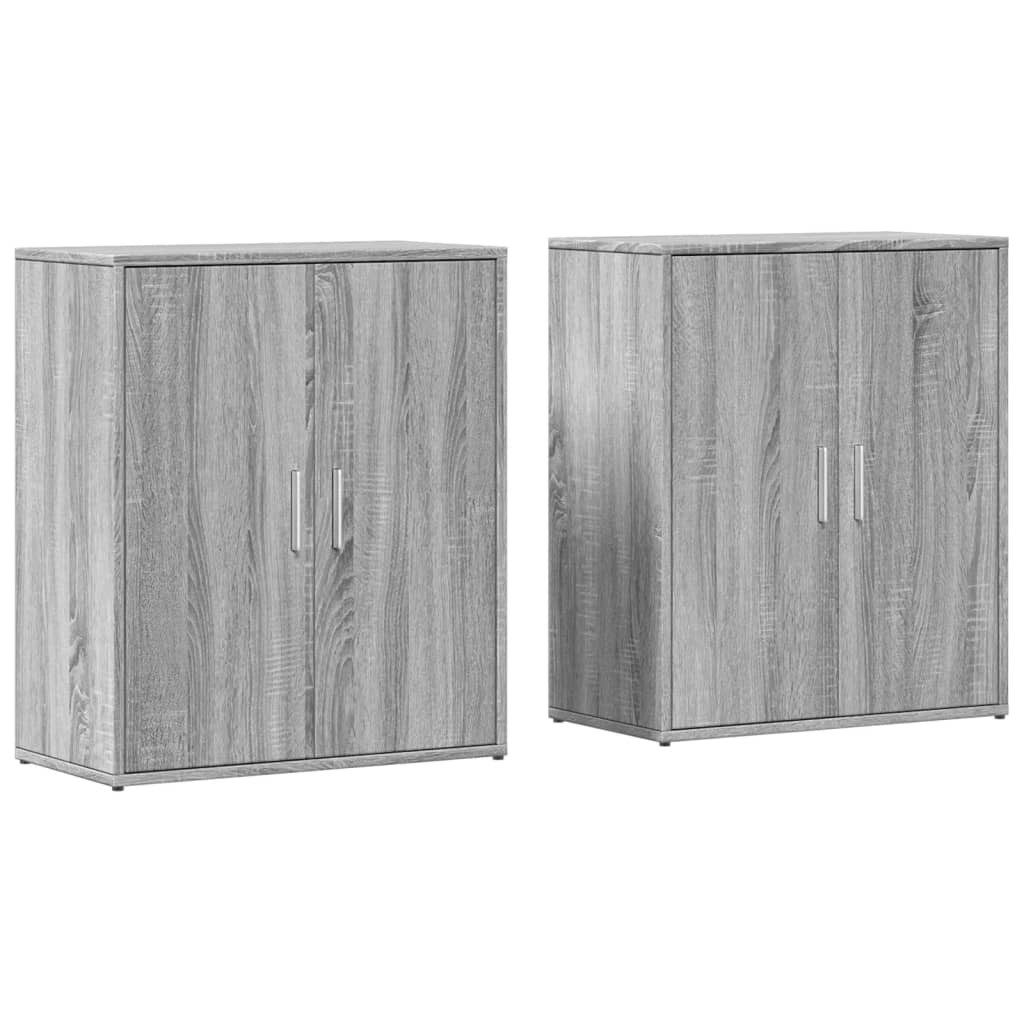 vidaXL Sideboard Sideboards 2 Stk. Grau Sonoma-Eiche 60x31x70 cm Holzwerkstoff (1 St)