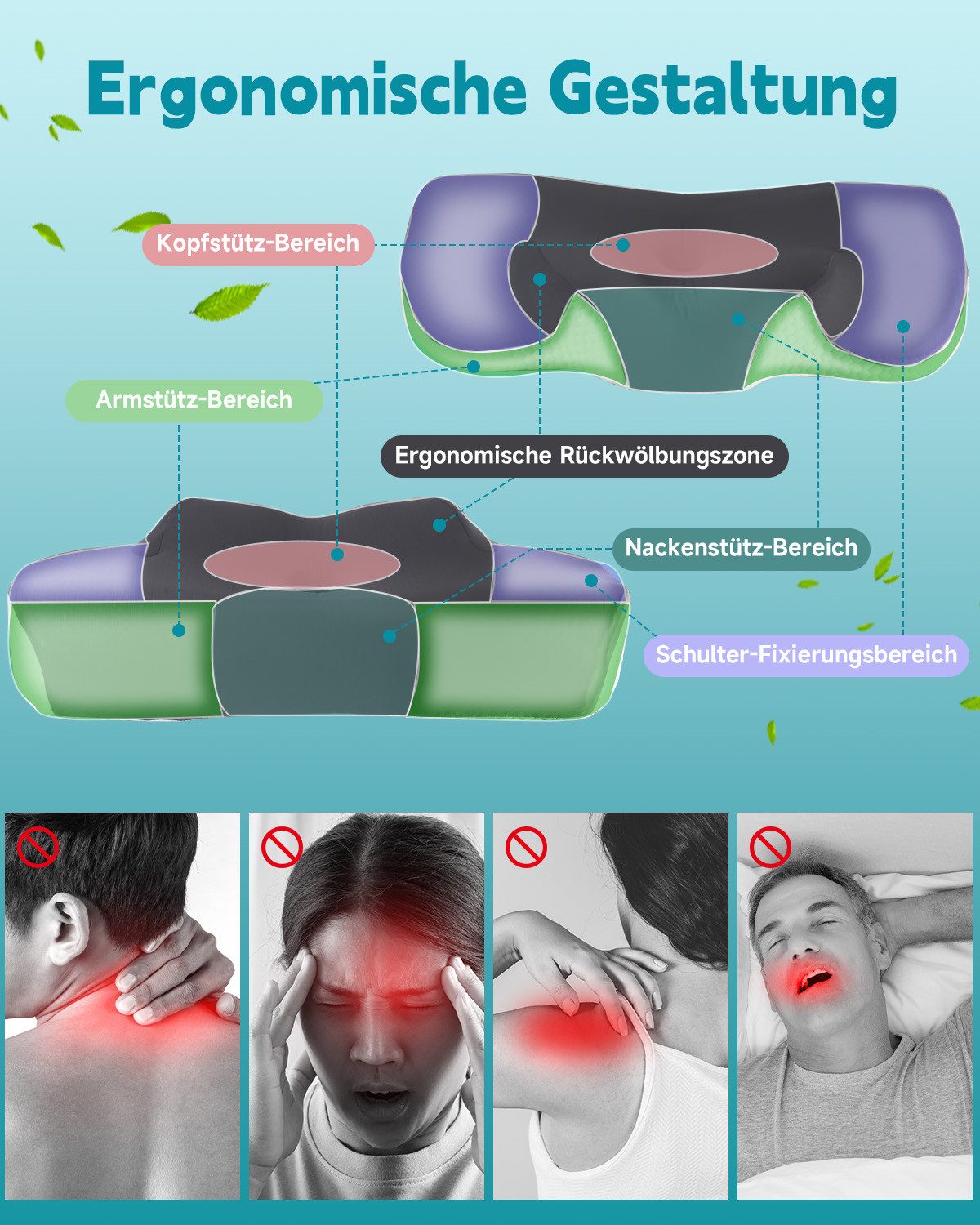 Esun Kopfkissen Nackenstützkissen, Kopfkissen Memory Foam, Kissen Seitensch günstig online kaufen