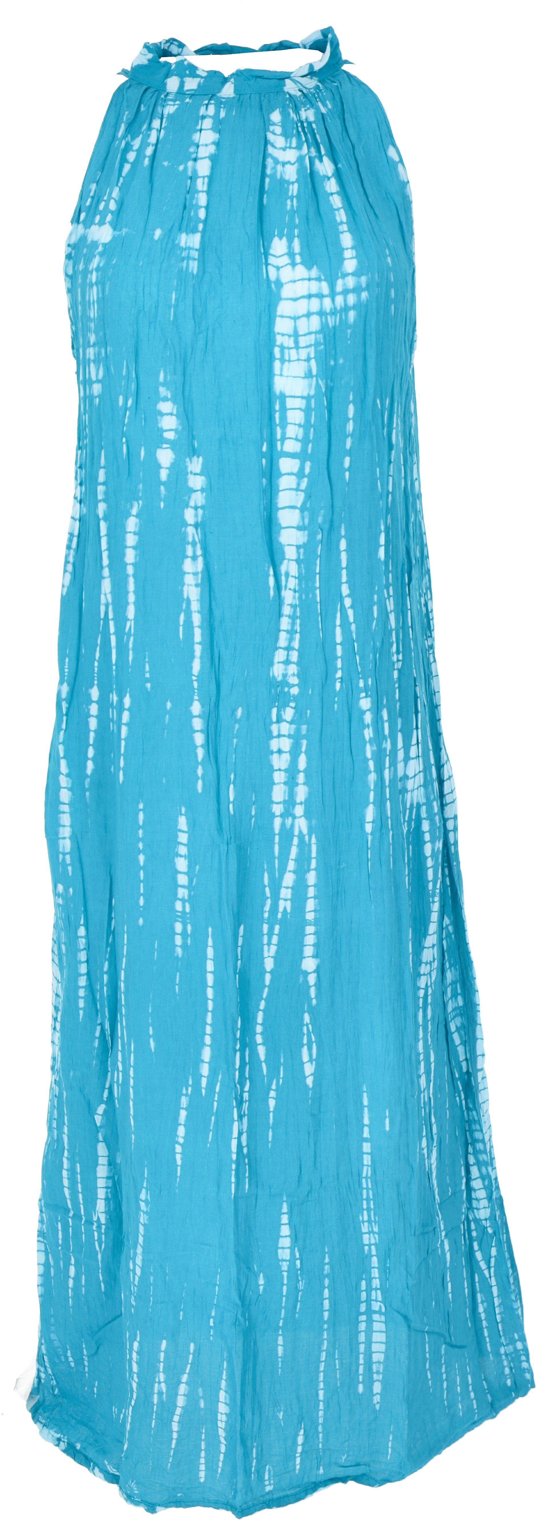 Batik Bekleidung Midikleid Boho Guru-Shop neck.. Maxikleid, blau high alternative Boho, Strandkleid,