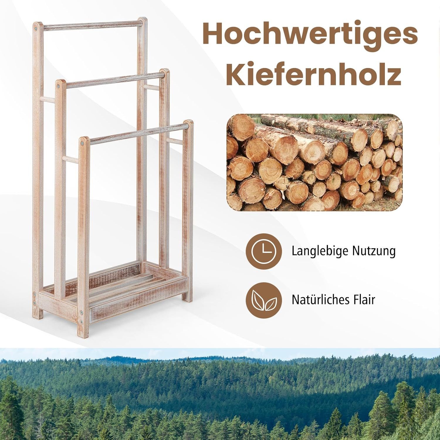 KOMFOTTEU Handtuchhalter, freistehend, mit 3 Handtuchstangen günstig online kaufen