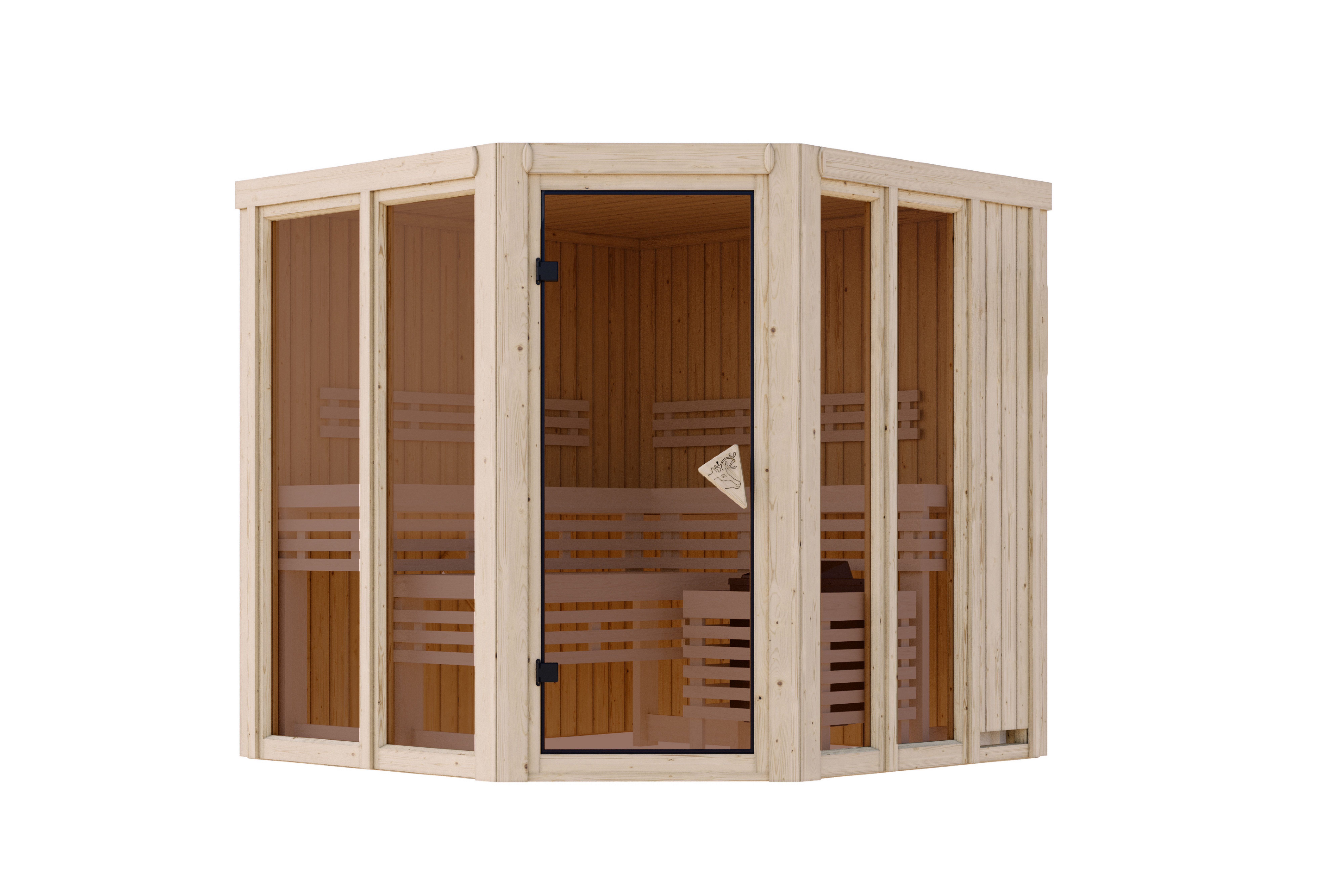 Karibu Sauna "Airia" naturbelassen, BxTxH: 196 x 196 x 198 cm, 68 mm, aus h günstig online kaufen