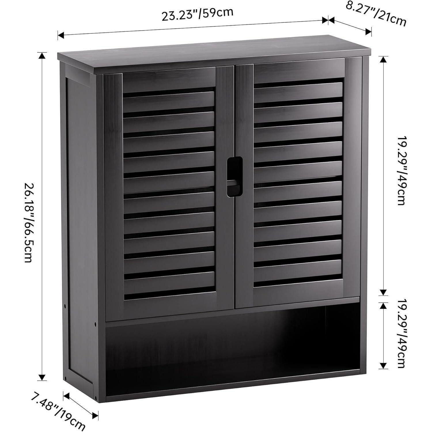 LuxusKollektion Medizinschrank Bambus Badezimmerschrank Wandmontage Toilette Medizinschrank 2 Türen