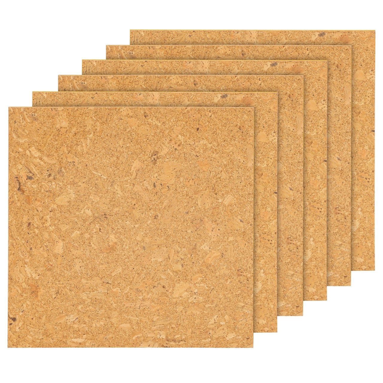 Kork-Deko.de Pinnwand 6er-Pack selbstklebende Korkplatten 30×30 cm für Pinnwände & Deko