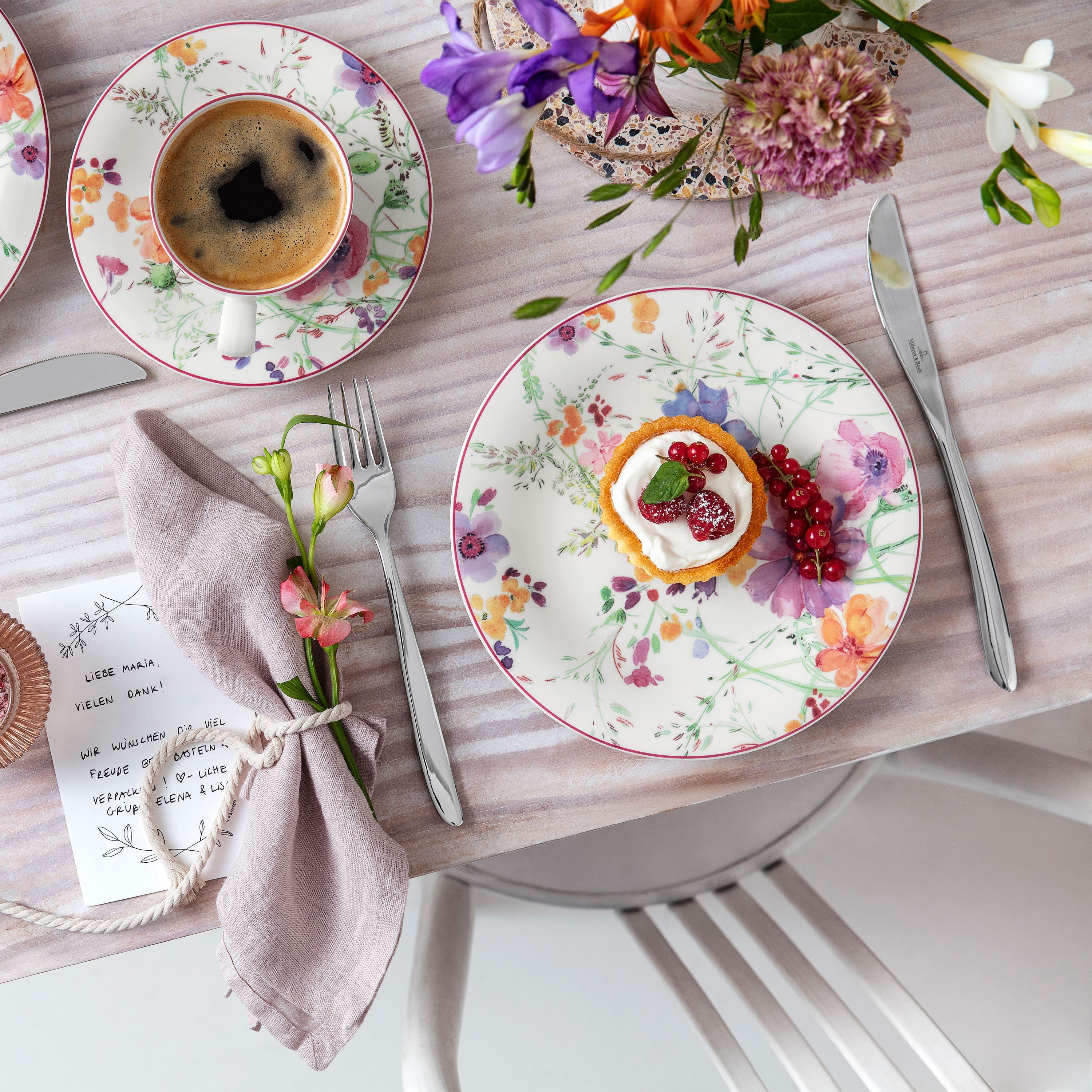 Villeroy & Boch Geschirr-Set Mariefleur Basic Starter Set (10-tlg), 2 Personen, Porzellan, Premium Porzellan