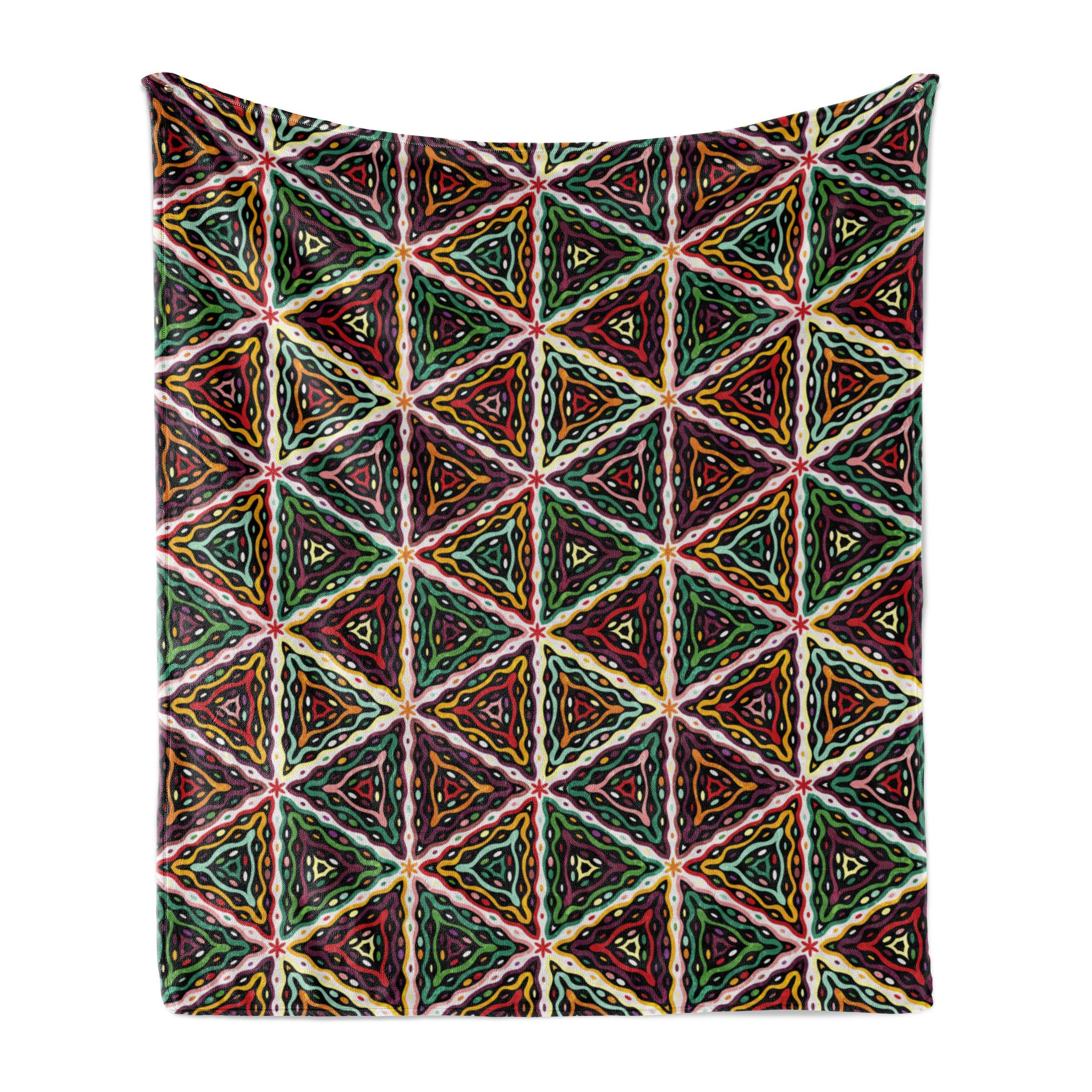 Wohndecke Gemütlicher Plüsch für den Innen- und Außenbereich, Abakuhaus, afrikanisch Geometrisches Grunge-Mosaik