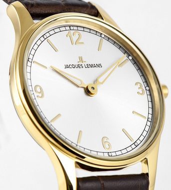 Jacques Lemans Quarzuhr London, 1-2129C, Armbanduhr, Damenuhr, Leuchtzeiger, gehärtetes Crystexglas