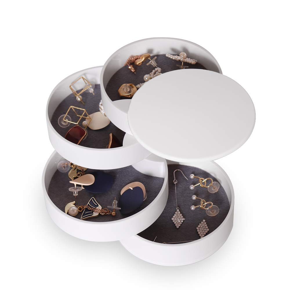 FOUORTUNATE-BEE Schmuckkassette 4-stöckige drehbare Schmuckbox für Ringe, Ohrringe & Halsketten, Schmuckaufbewahrung für Damen Mädchen Mehrschichtiger Organizer
