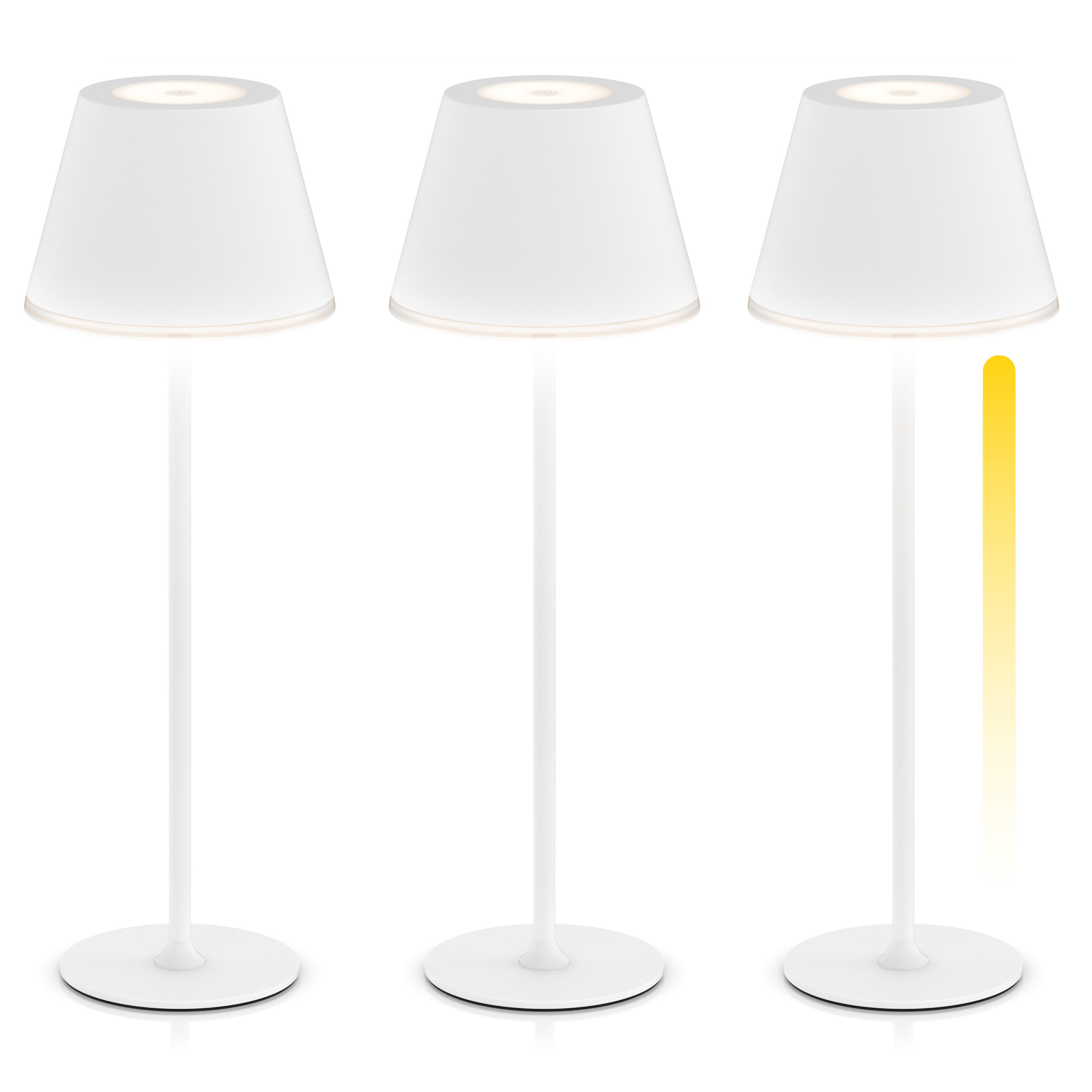 Brandson LED Tischleuchte 3er Set LED Tischlampe dimmbar mit Akku weiß, Dimmfunktion; Ein-/Ausschalter; Farbwechsel; mehrere Helligkeitsstufen, LED fest integriert, Neutralweiß, Kaltweiß, Warmweiß, Tischlampe, Nachttischlampe, Leselampe, Schreibtischlampe, großer Akku