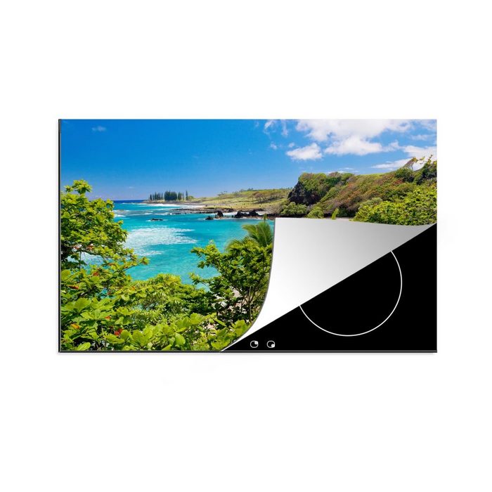 MuchoWow Herdblende-/Abdeckplatte Tropische Palmen für die Aussicht auf Maui Vinyl (1 tlg) induktionskochfeld Schutz für die küche Ceranfeldabdeckung