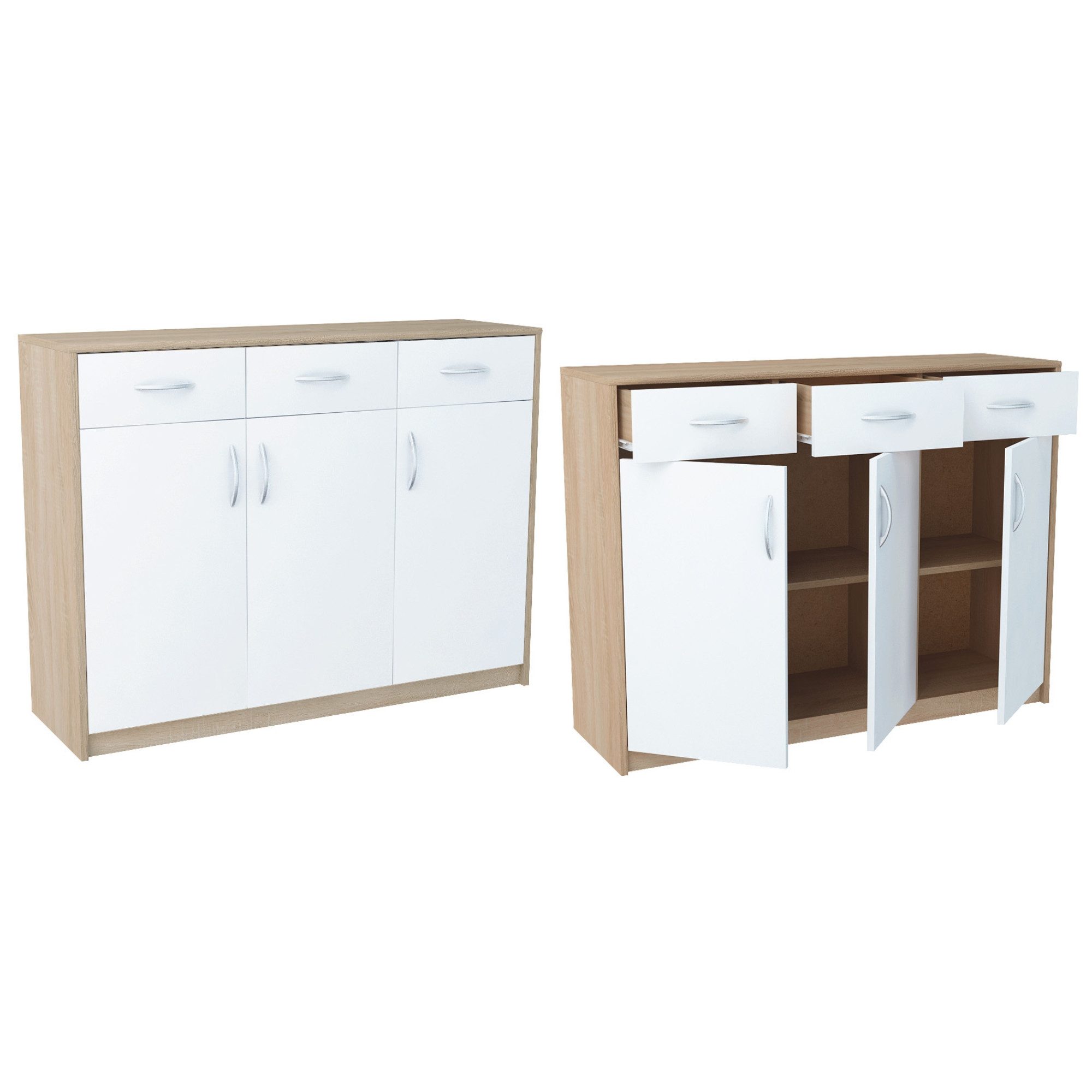 Home Collective Kommode mit 3 Schubladen und 3 Türen in matter Ausführung, Kommode 110cm (mit hochwertigen Polymergriffen, Hergestellt aus laminierten Platten,  – Bild 4 von 5