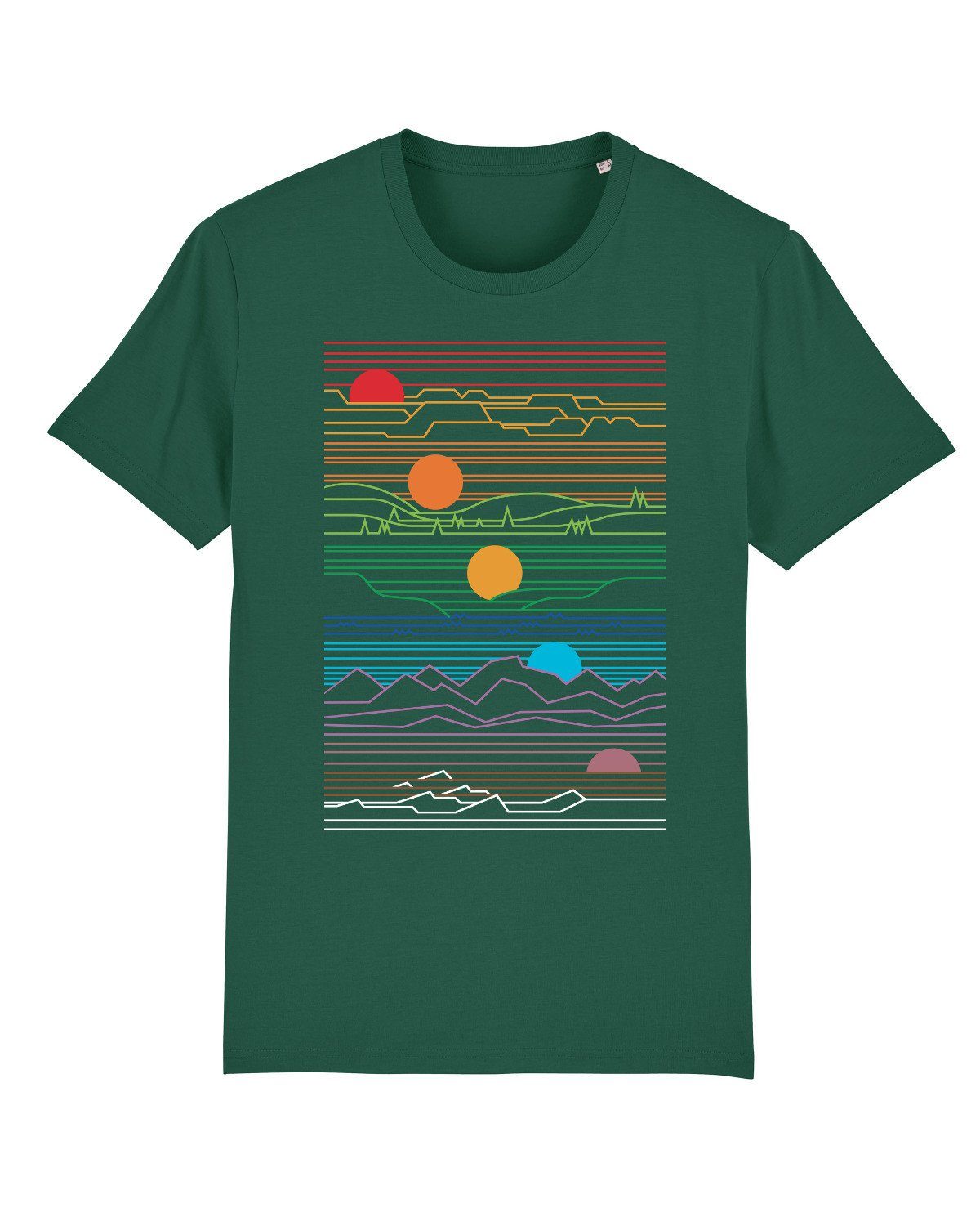 wat? Apparel Print-Shirt Sun And Moon (1-tlg) flaschengrün