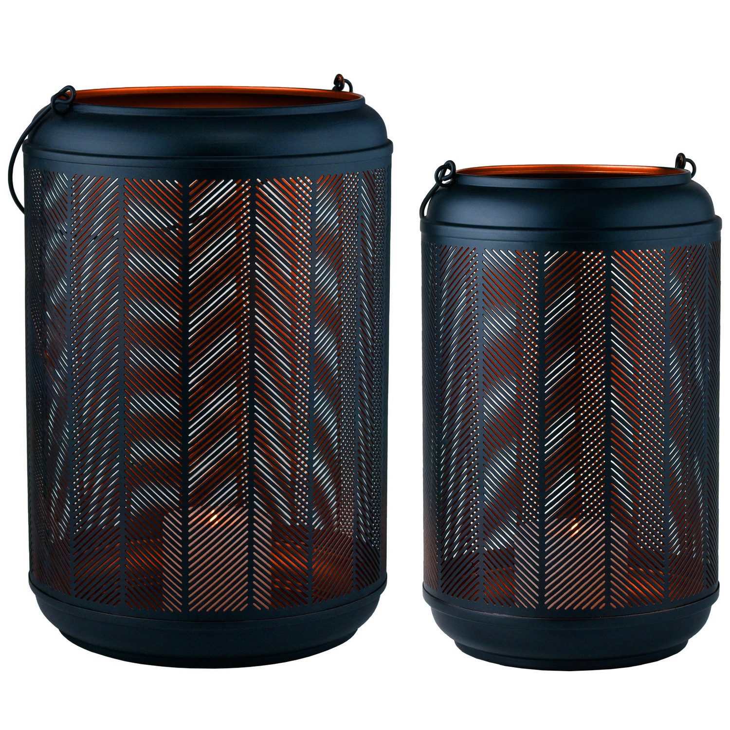 Marrakesch Orient & Mediterran Interior Tischkerzenhalter 2er Set Modernes Windlicht Valkea aus Metall schwarz gold 37 cm Deko (2 St), Handarbeit
