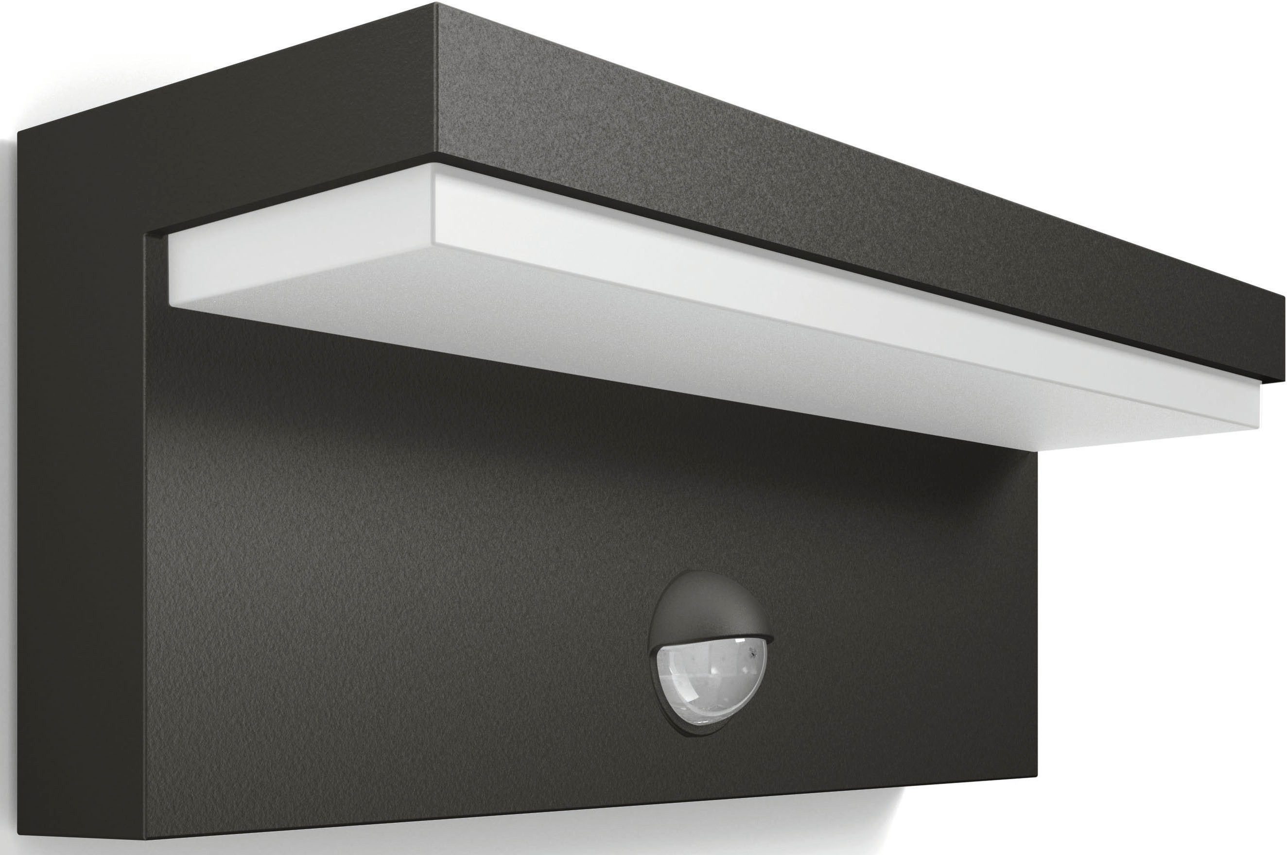 Philips LED Außen-Wandleuchte myGarden Bustan,1000lm, Anthrazit, Abschaltautomatik, Bewegungsmelder, Leuchtdauer einstellbar, Memoryfunktion, LED fest integriert, Warmweiß