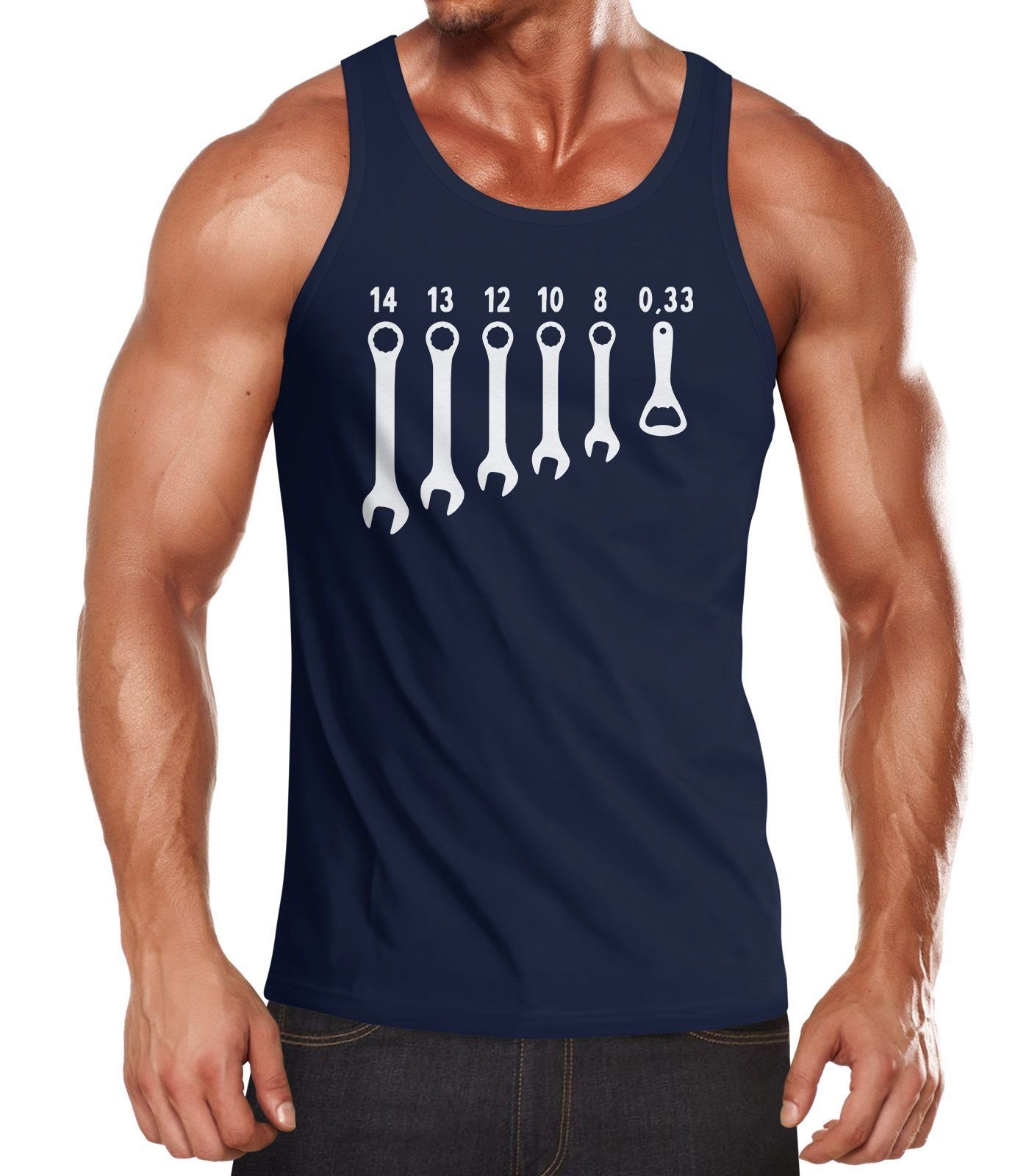 Tanktop Herren Tanktop Bieröffner Flaschenöffner Schraubenschlüssel Muskelshirt Achselshirt Moonworks®