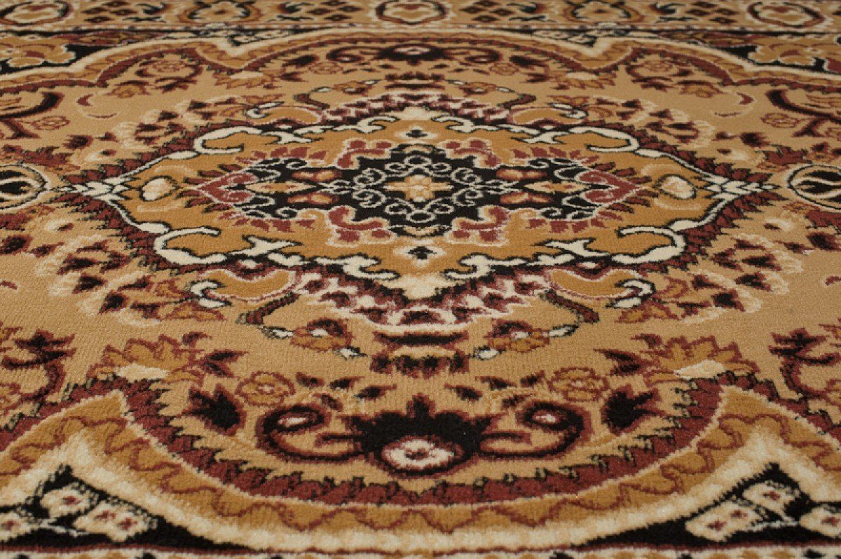 Mazovia Orientteppich Orientalisch Vintage Teppich Kurzflor Wohnzimmerteppich Beige, 60 x 100 cm, Fußbodenheizung