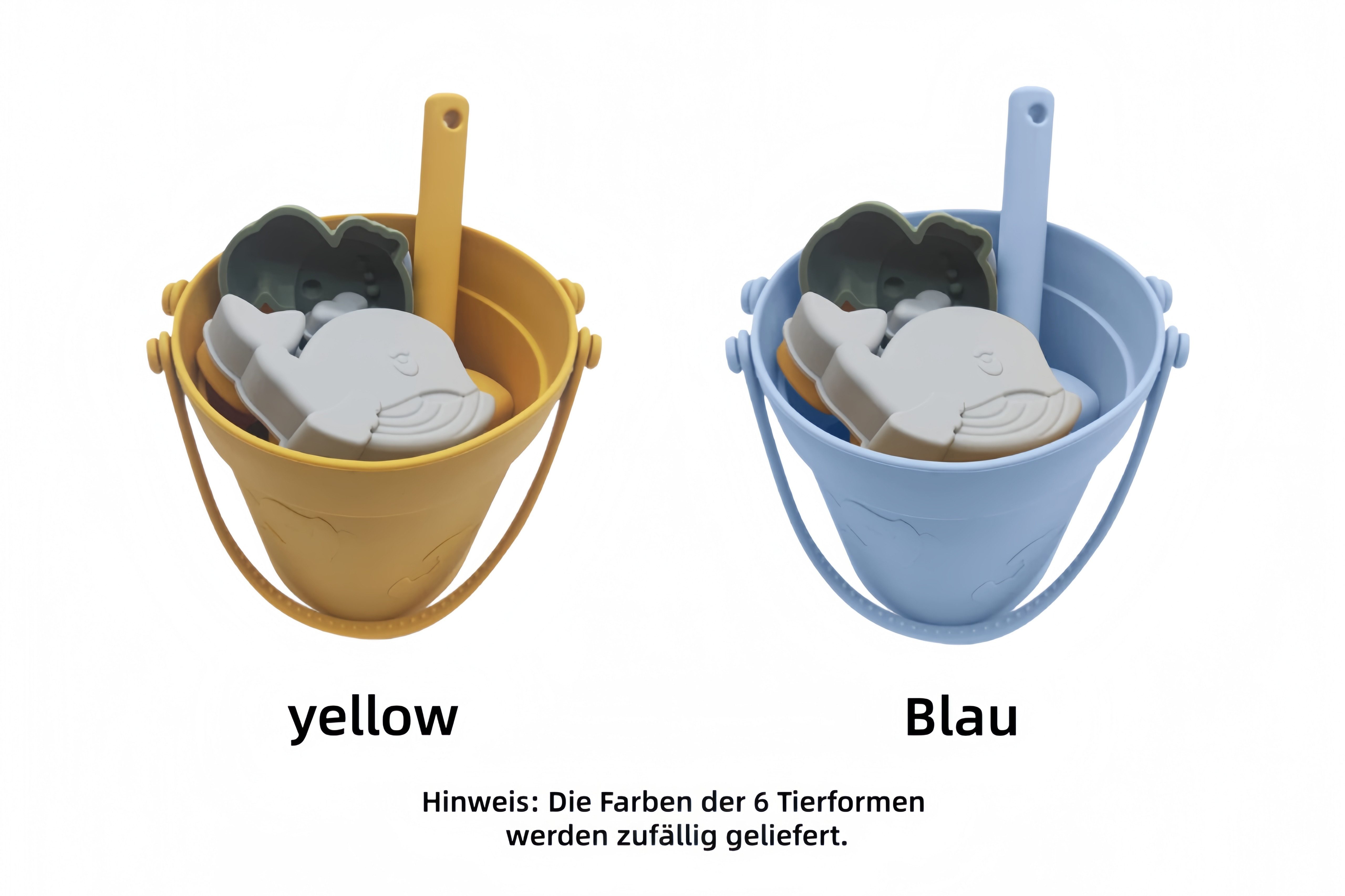 FOUORTUNATE-BEE Sandform-Set 8-tlg. Sandspielzeug-Set aus Silikon für Kinder mit Eimer und Schaufel, (8-tlg), Strandspielzeug für Kinder–Sandkasten-Spielset mit Eimer und Schaufel