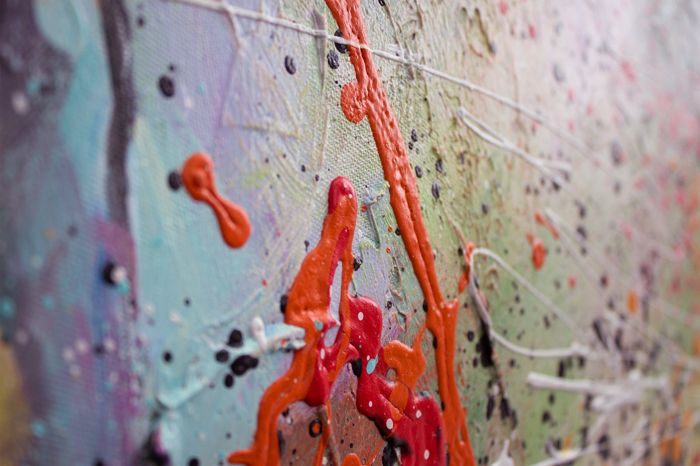 YS-Art Gemälde Heißer Sommer, Menschen, Leinwand Bild Handgemalt Frauen Sonnen Rot Orange Grün