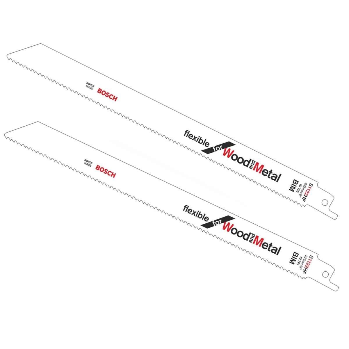 BOSCH Bohrfutter Bosch 2 x Säbelsägeblatt S 1122 HF BiM Flexible for Wood and Metal