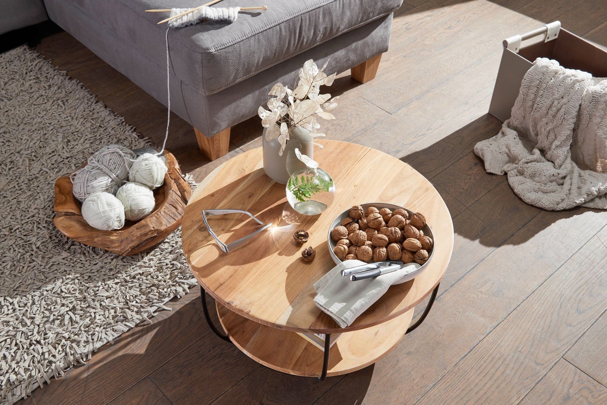 Couchtisch DESIGN Holz Wohnzimmertisch Tisch Sofatisch 60cm Massiv KADIMA