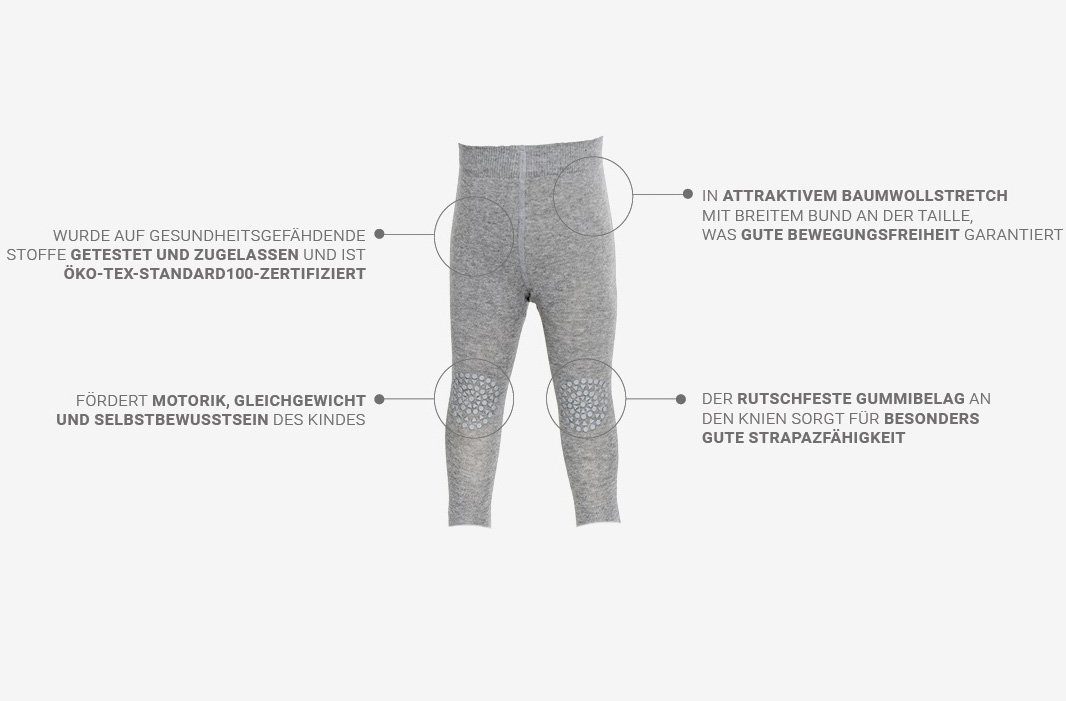 GoBabyGo Leggings Baby Krabbel Knieschutz - Leggings mit Gumminoppen Knien den (Misty Plum) an Kleinkinder Leggins Mädchen ABS mit für