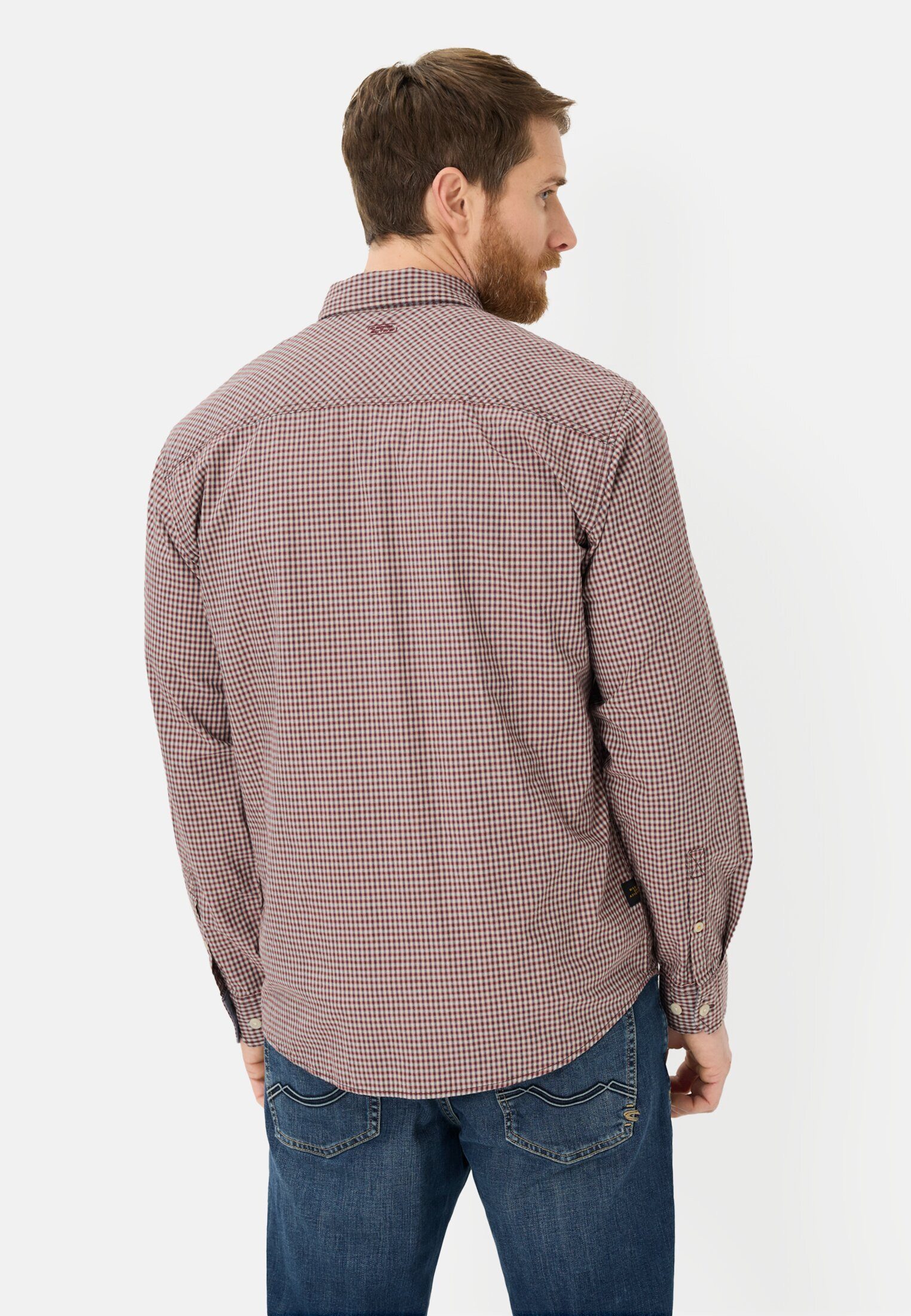 camel active Karohemd mit Brusttasche Langarm Button-Down