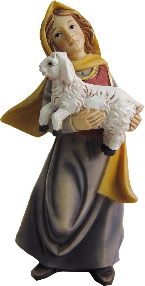 dekoprojekt Krippenfigur Krippenfigur Frau mit Lamm (1 St)