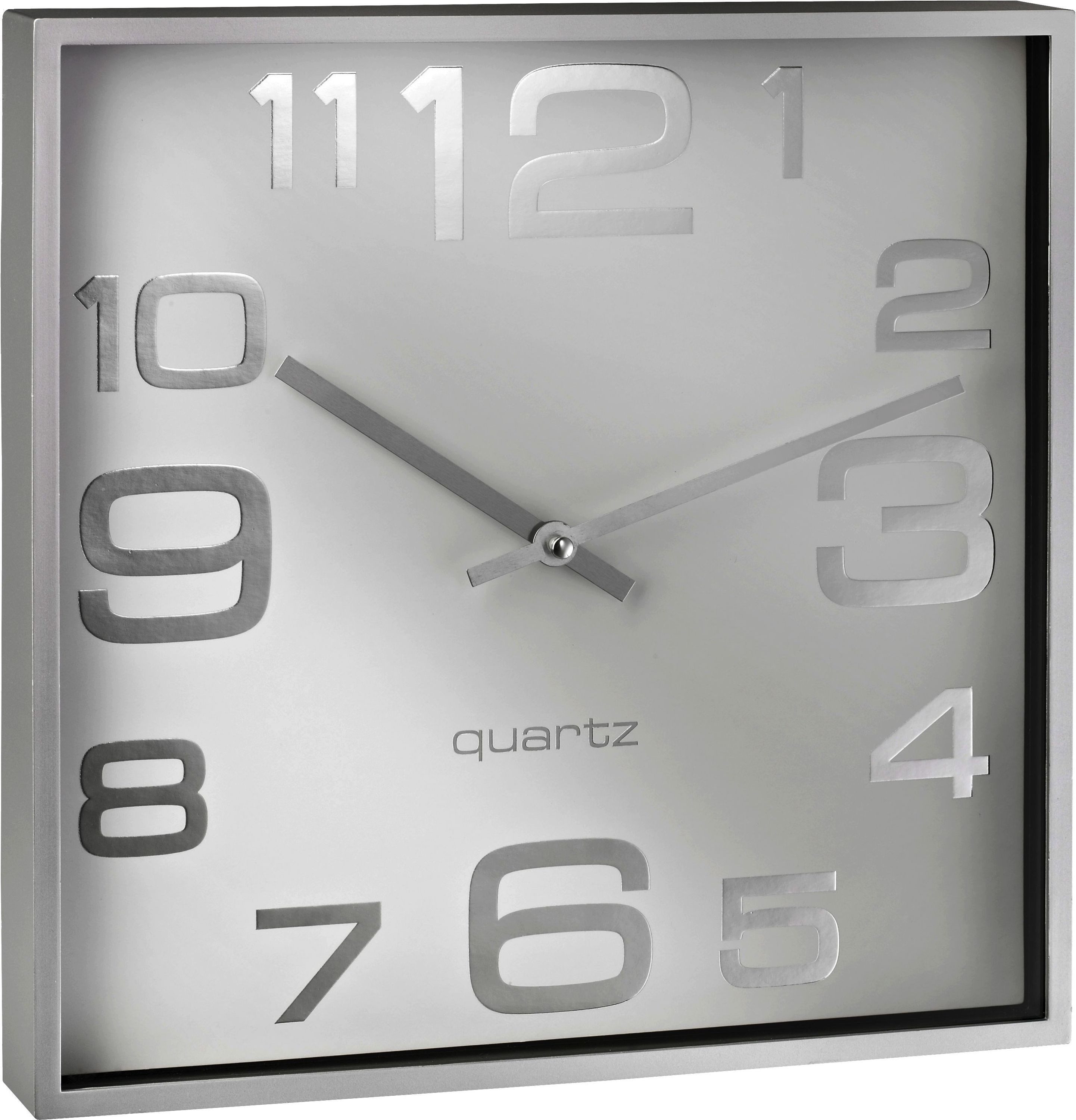 ALCO Uhr Wanduhr quadartisch Kunststoff 28,3x28,3cm silber/weiß günstig online kaufen