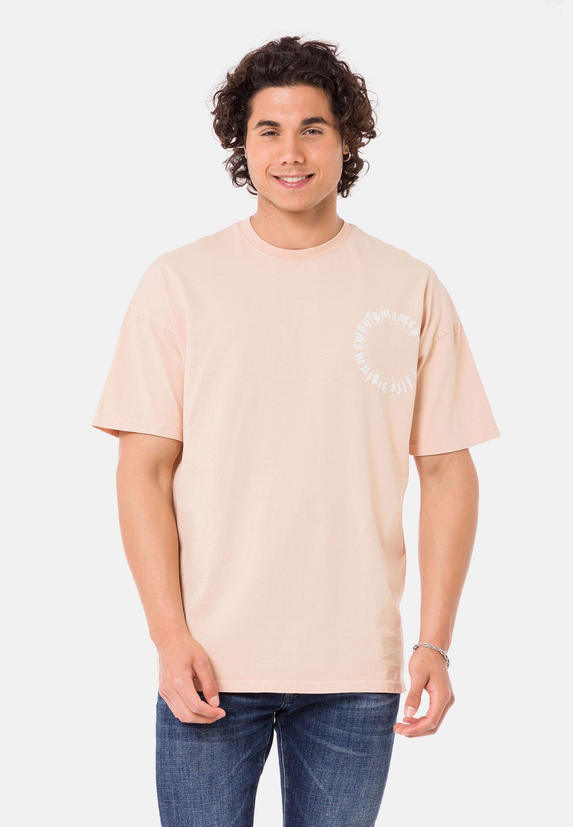 RedBridge T-Shirt Runcorn mit großflächigem Print auf dem Rücken beige