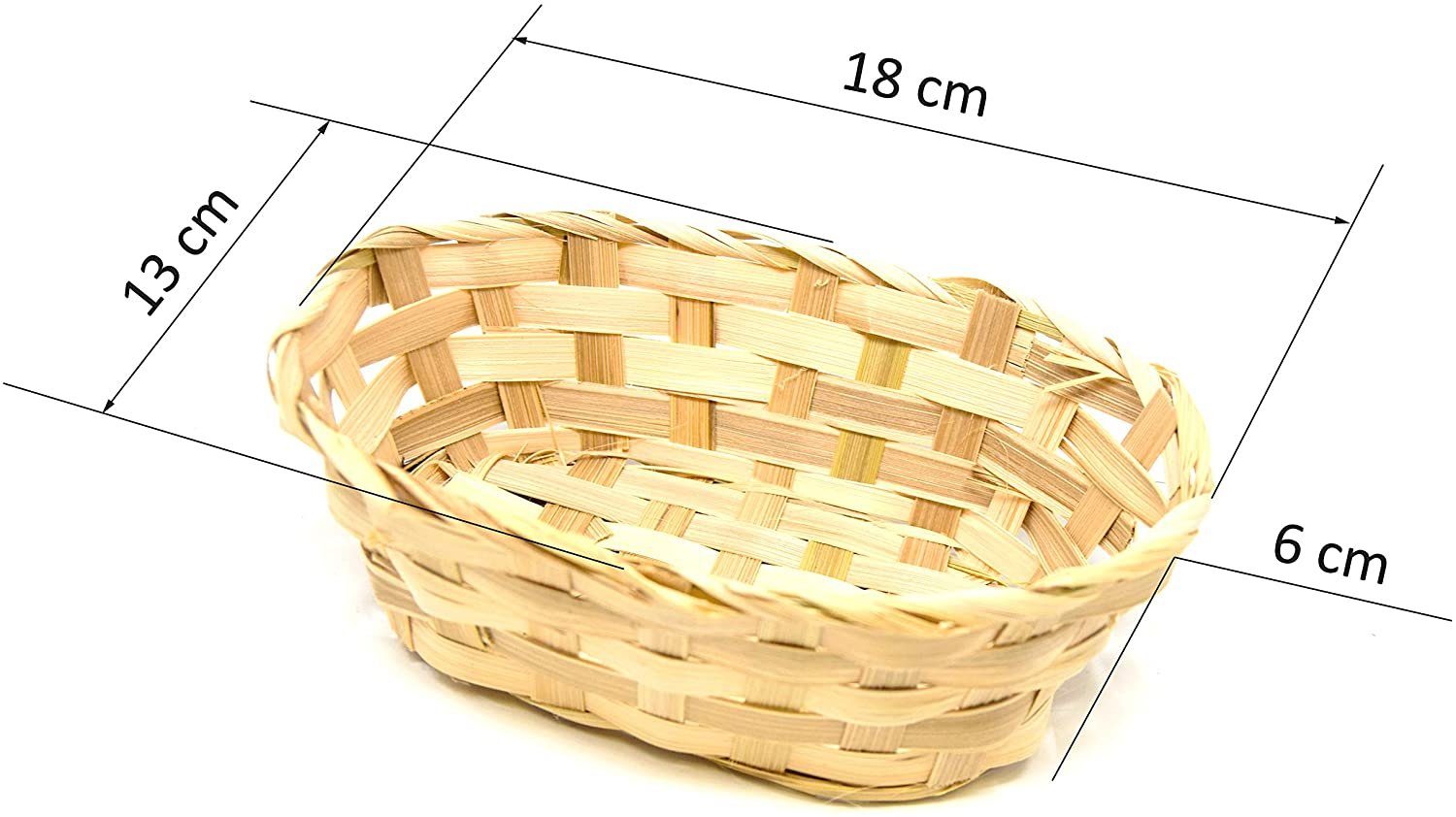 Lashuma Aufbewahrungskorb beige (Set, 3 St., 3er Set), Kleine Bambuskörbchen oval, Füllkörbe 18x13 cm