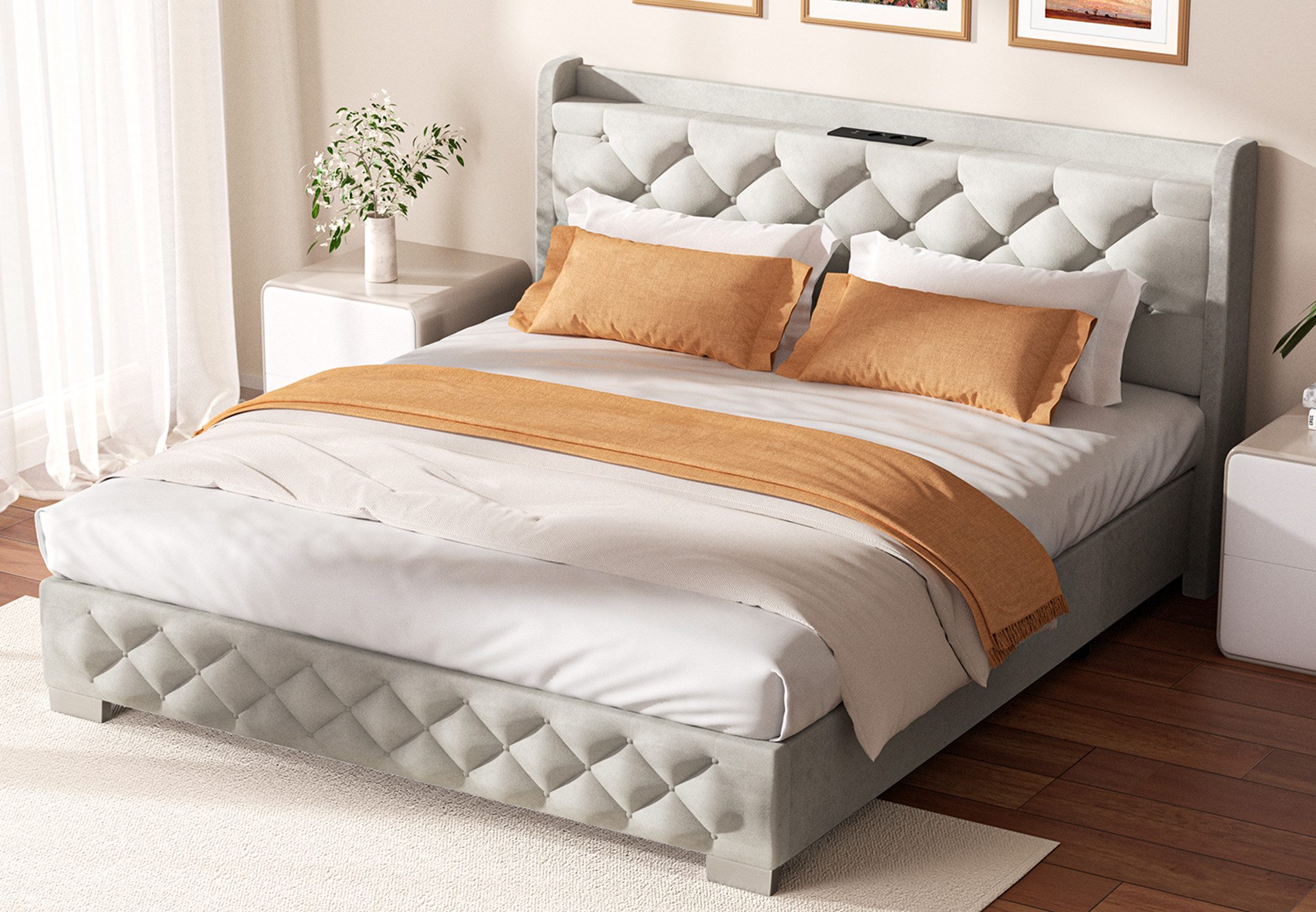 Lexzurn Polsterbett Polsterbett 140 x 200 cm Bettgestell Doppelbett Bettrah günstig online kaufen