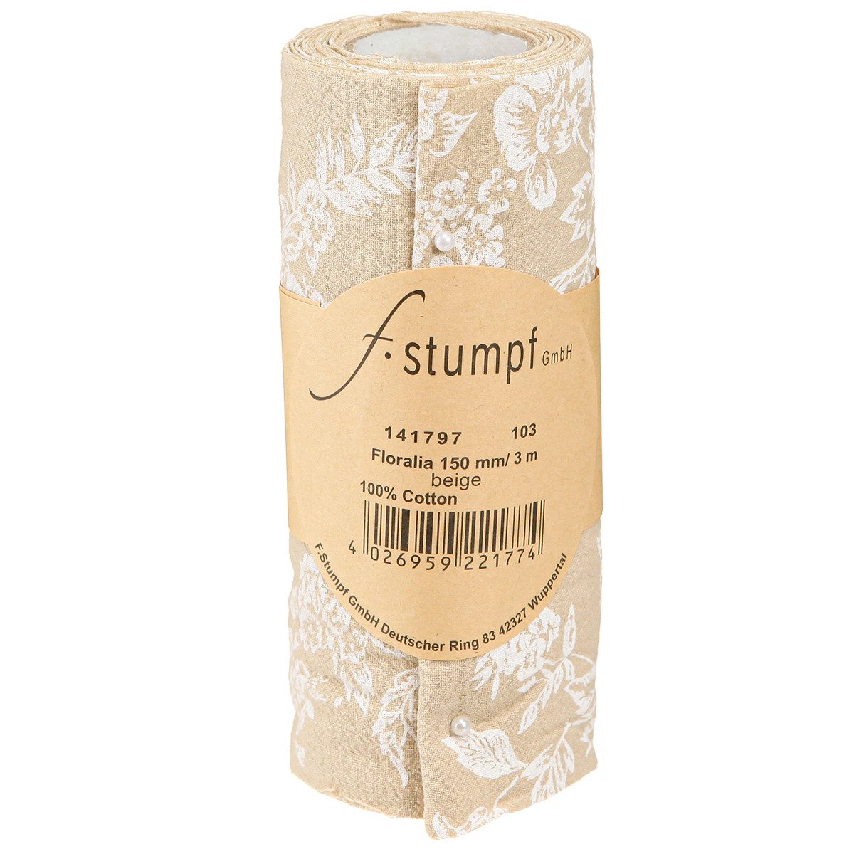 F. Stumpf GmbH Tischläufer Tischläufer Blumen Beige Baumwolle Deko 15x300cm