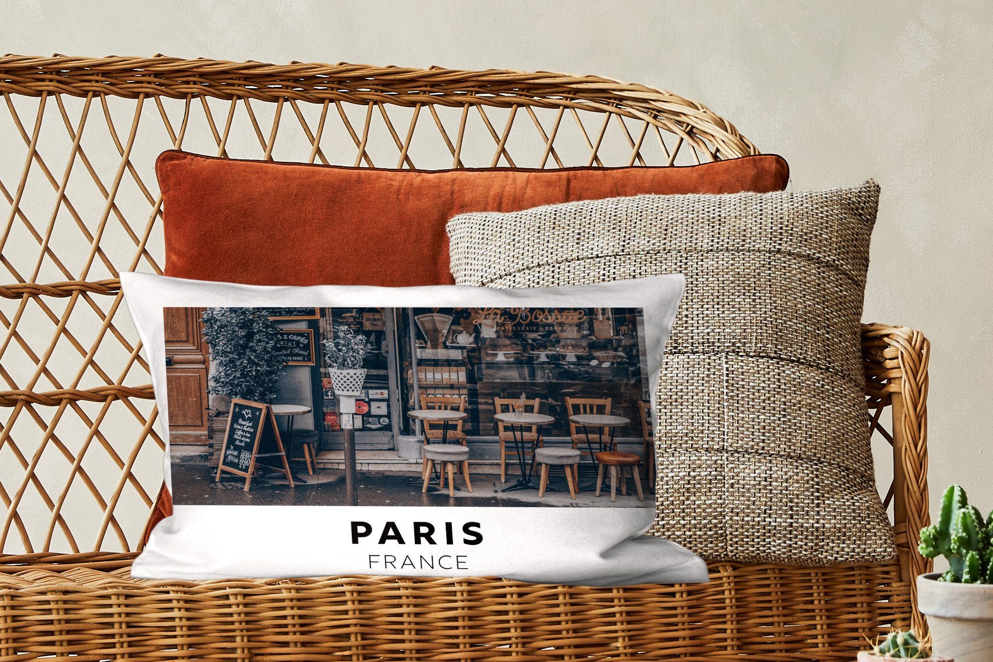 Paris Schlafzimmer - - mit Dekokissen Frankreich Dekokissen MuchoWow Wohzimmer Füllung, Zierkissen, Dekoration, Cafe,
